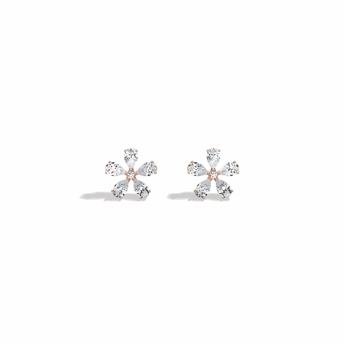 1.32CTW Pear Cut Lab Grown Diamond Flower Stud Earring - Earrings