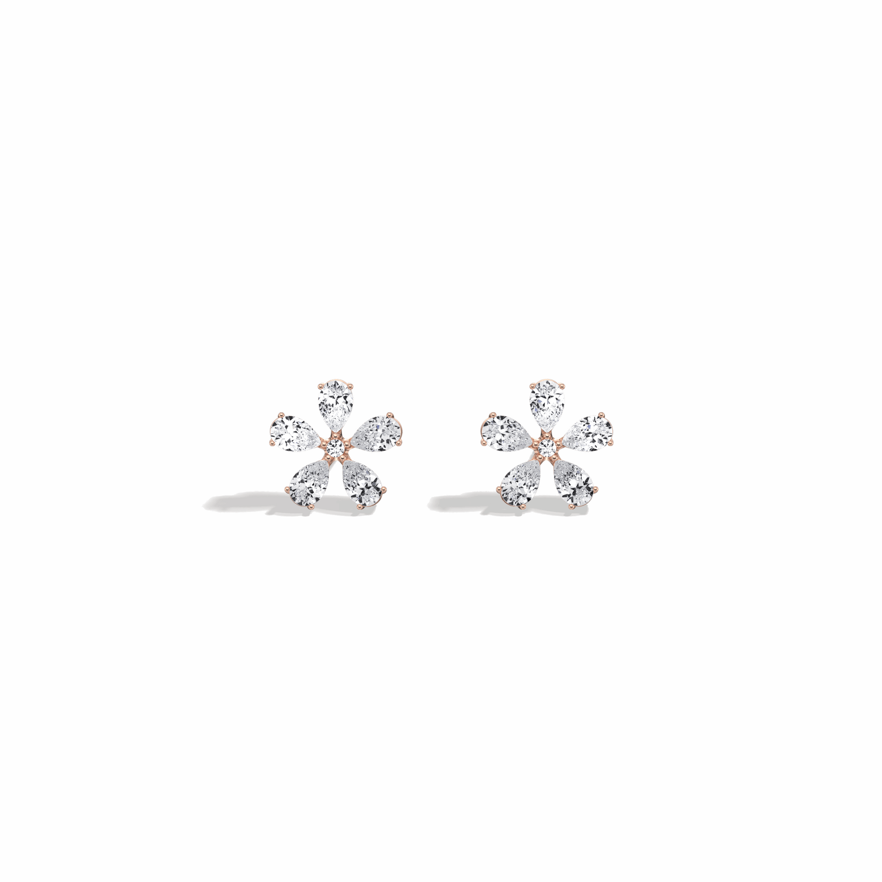 1.32CTW Pear Cut Lab Grown Diamond Flower Stud Earring - Earrings