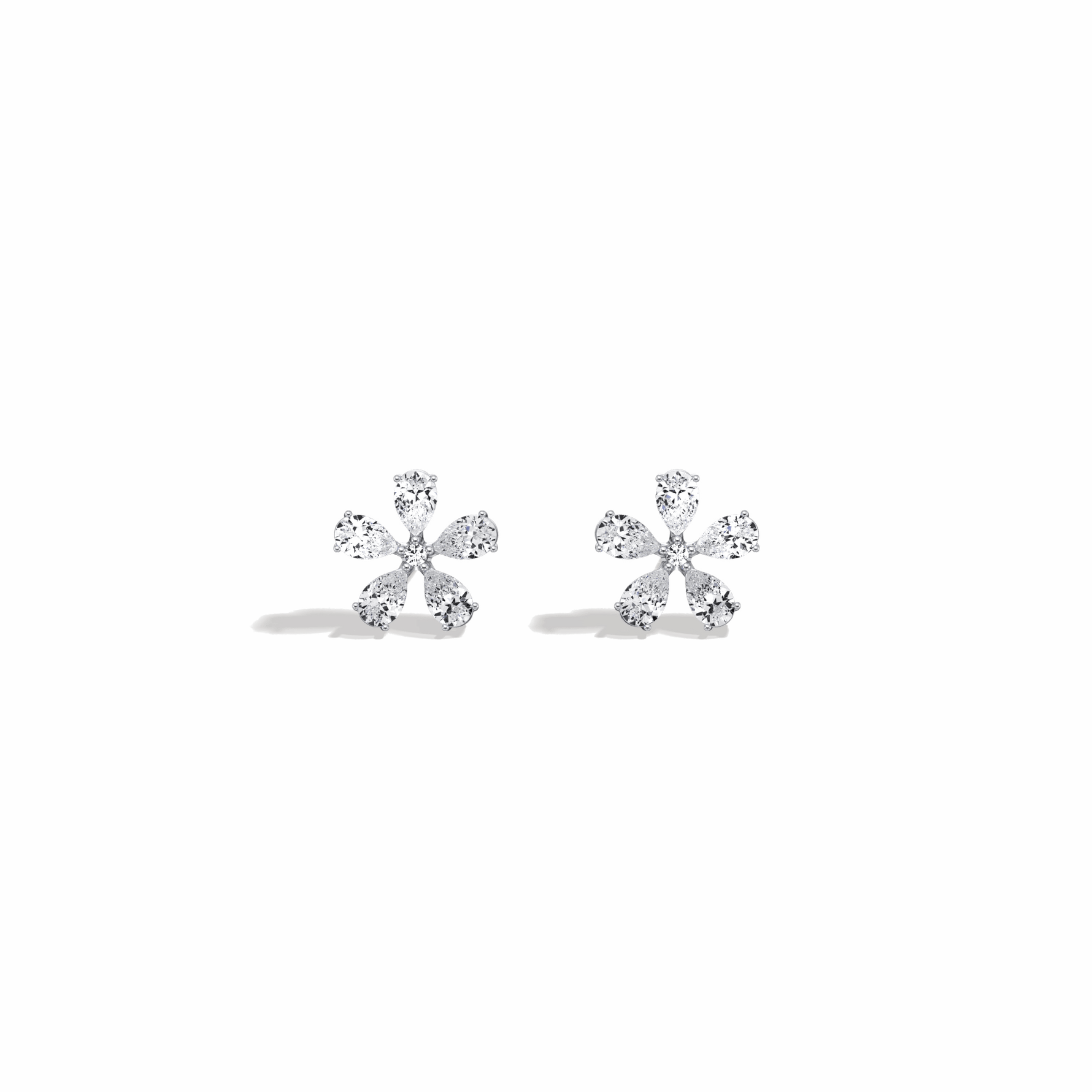 1.32CTW Pear Cut Lab Grown Diamond Flower Stud Earring - Earrings
