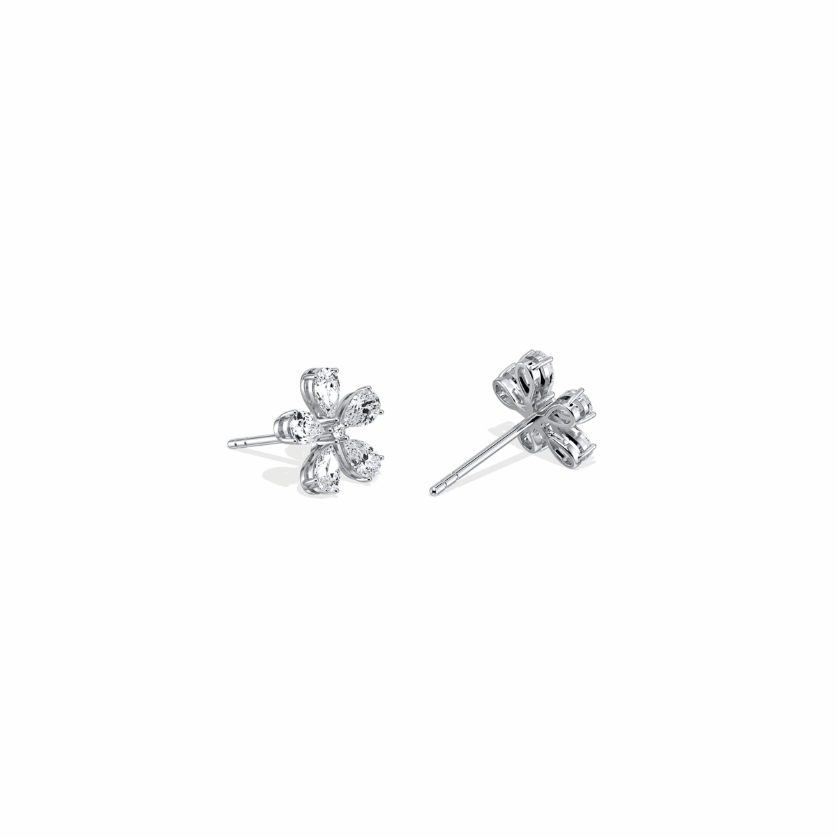 1.32CTW Pear Cut Lab Grown Diamond Flower Stud Earring - Earrings