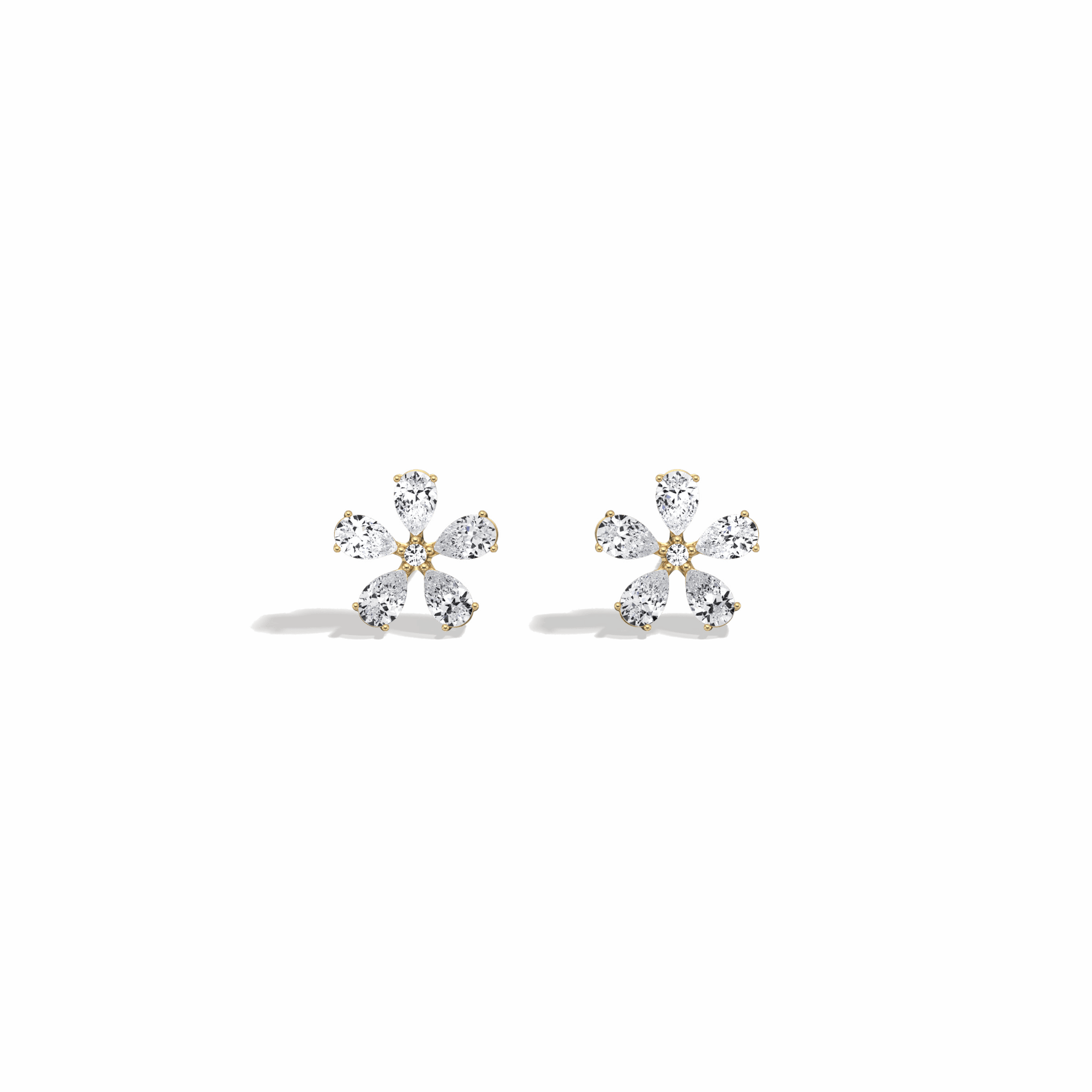 1.32CTW Pear Cut Lab Grown Diamond Flower Stud Earring - Earrings