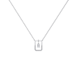 Emerald Cut Lab Diamond Rectangular Pendant Necklace - 