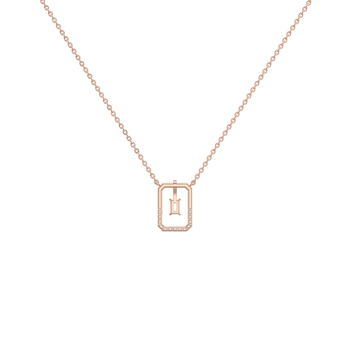 Emerald Cut Lab Diamond Rectangular Pendant Necklace - 