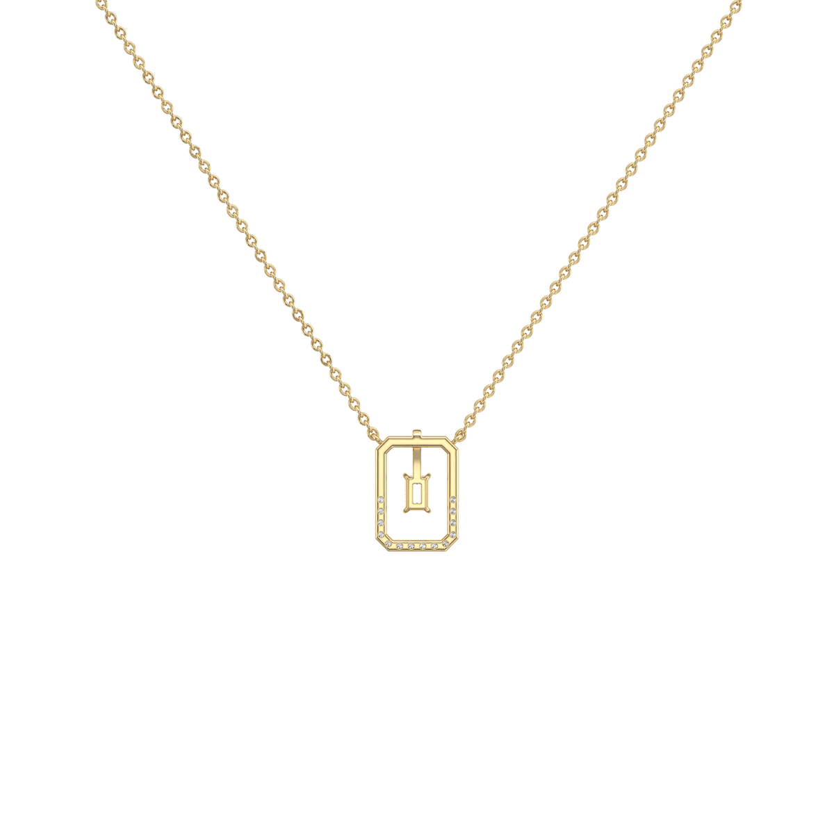Emerald Cut Lab Diamond Rectangular Pendant Necklace - 