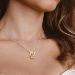 Emerald Cut Lab Diamond Rectangular Pendant Necklace - 