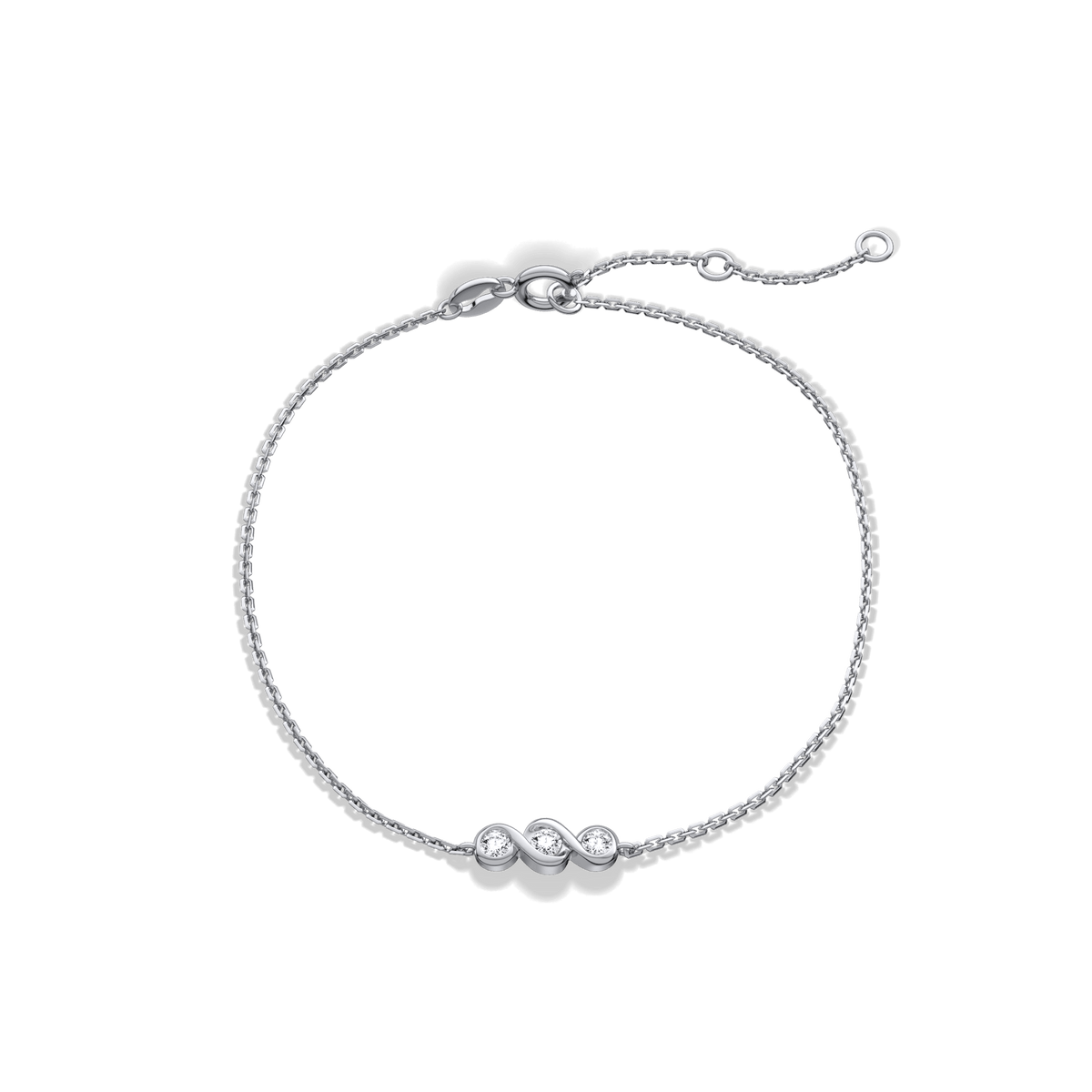 14K Solid Gold Lab Created Diamond Bezel Set Trio Bracelet - Bracelets
