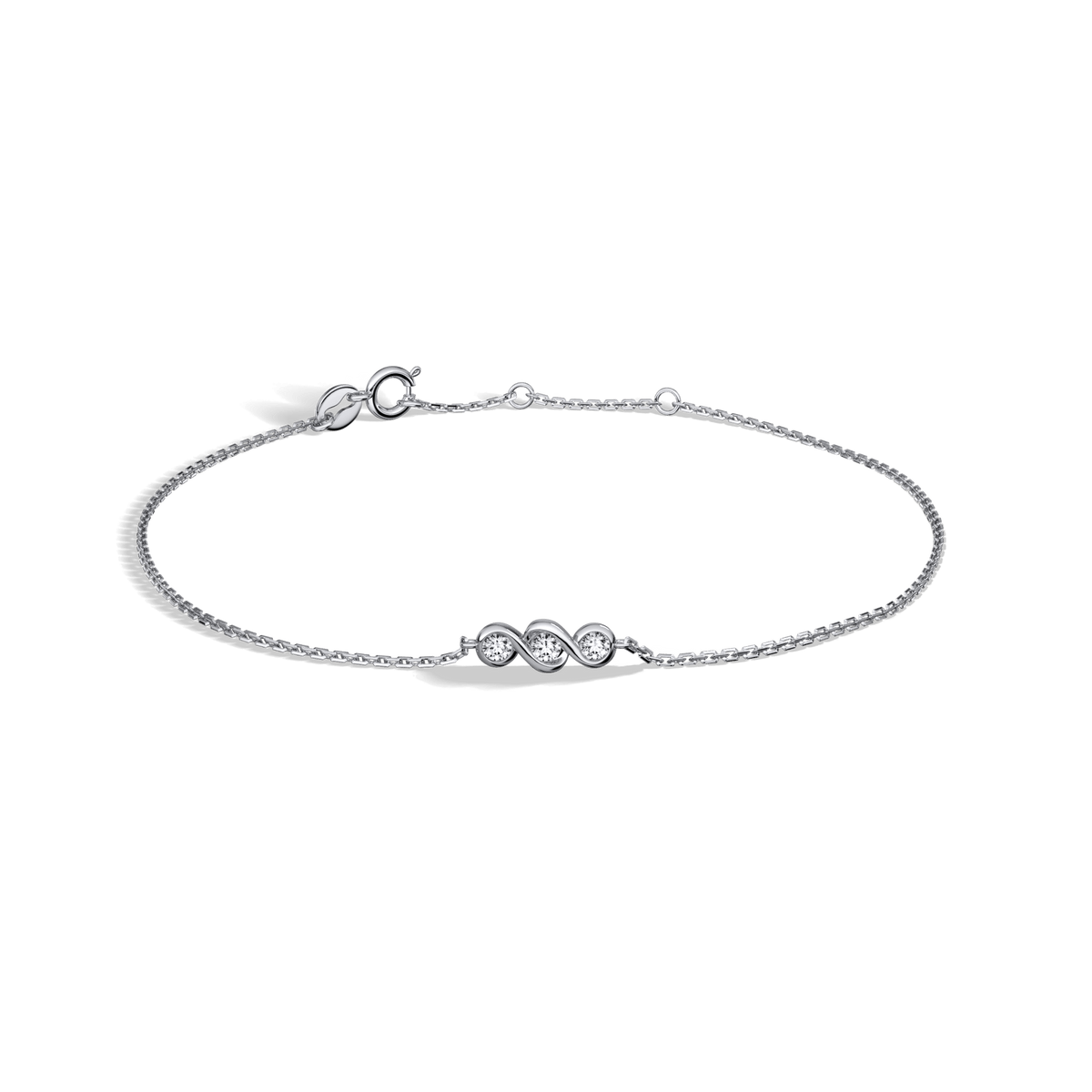14K Solid Gold Lab Created Diamond Bezel Set Trio Bracelet - Bracelets