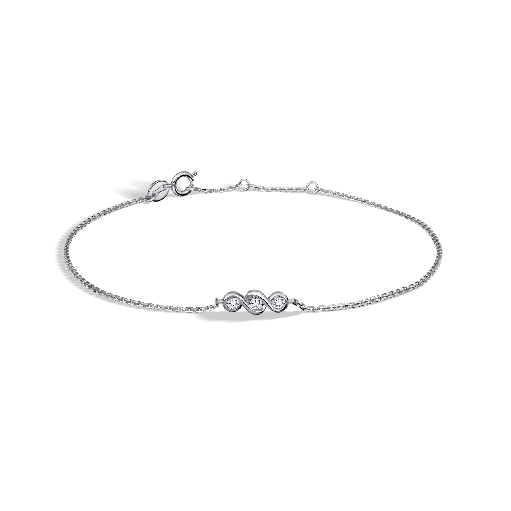 14K Solid Gold Lab Created Diamond Bezel Set Trio Bracelet - Bracelets