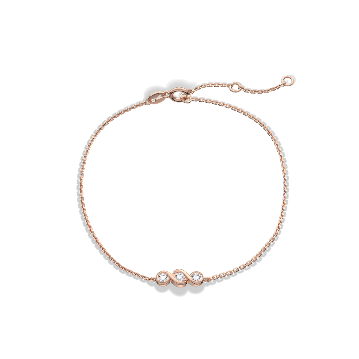 14K Solid Gold Lab Created Diamond Bezel Set Trio Bracelet - Bracelets