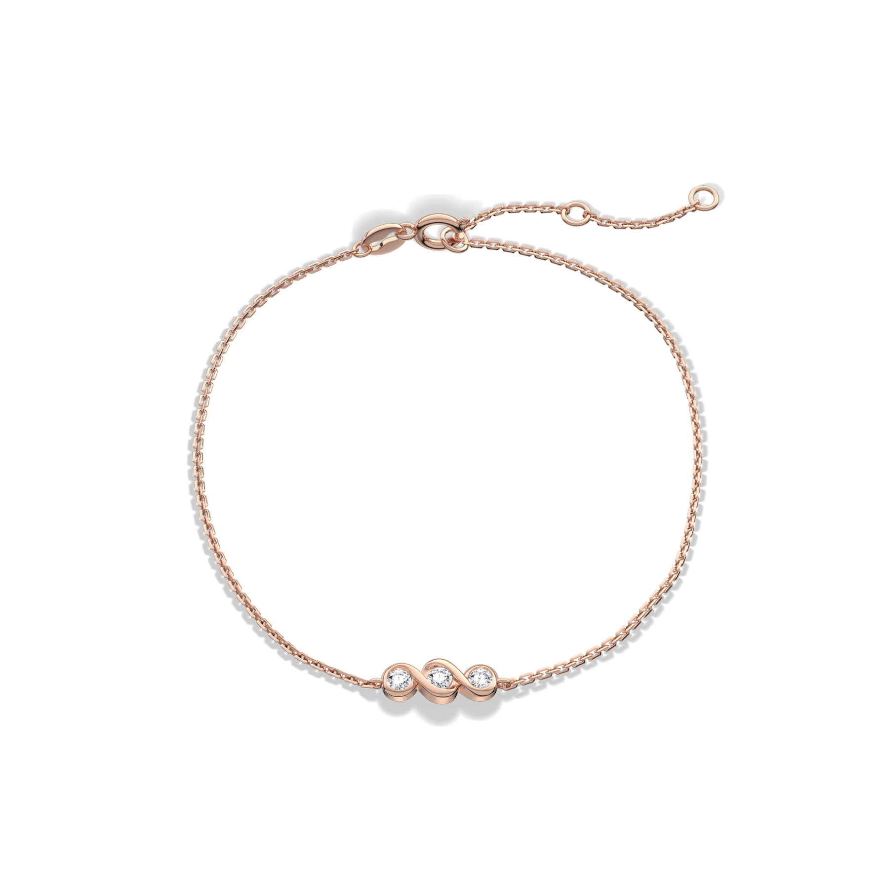 14K Solid Gold Lab Created Diamond Bezel Set Trio Bracelet - Bracelets