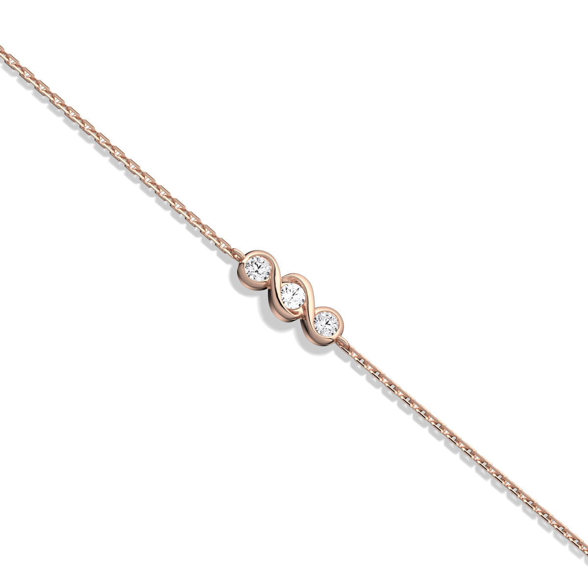 14K Solid Gold Lab Created Diamond Bezel Set Trio Bracelet - Bracelets