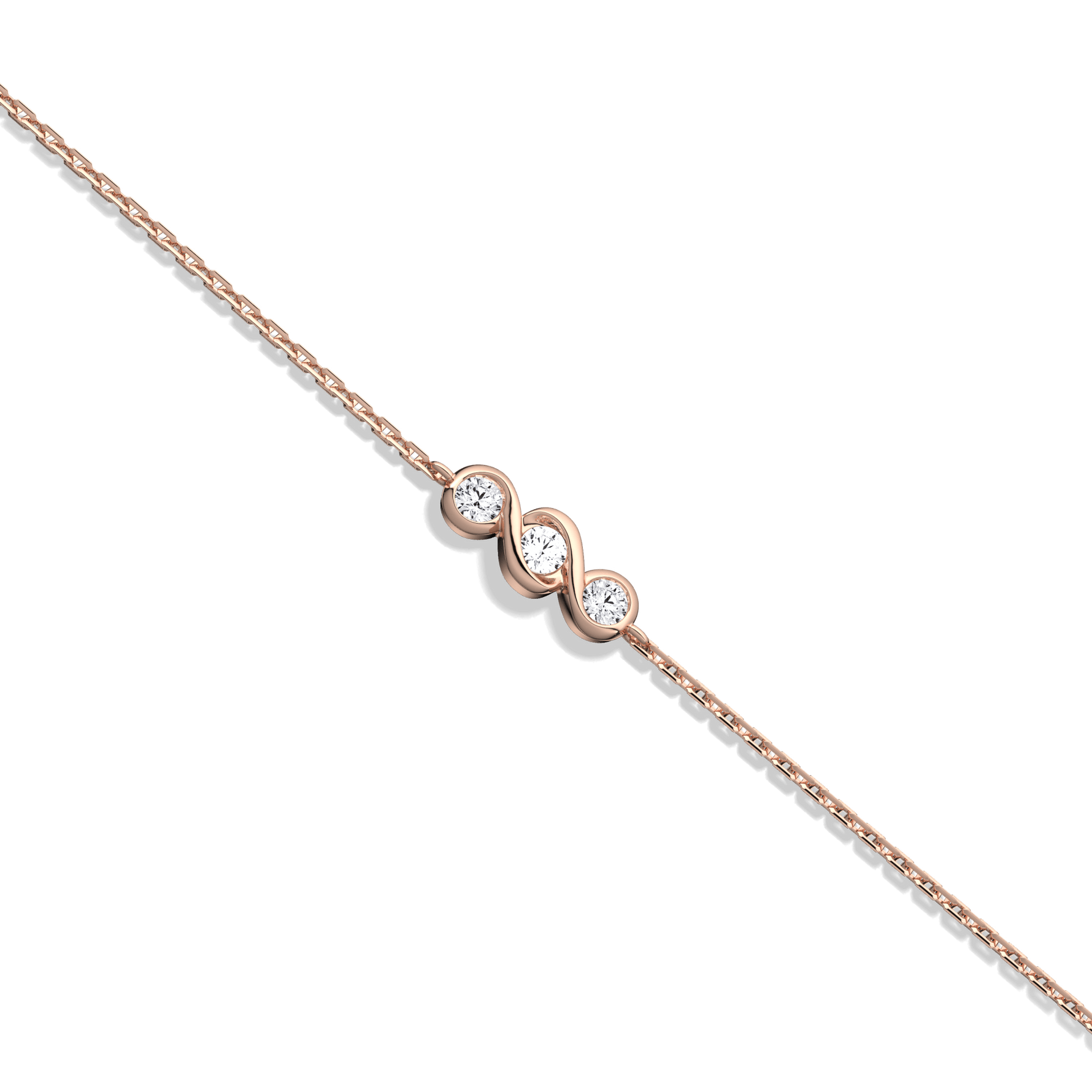 14K Solid Gold Lab Created Diamond Bezel Set Trio Bracelet - Bracelets