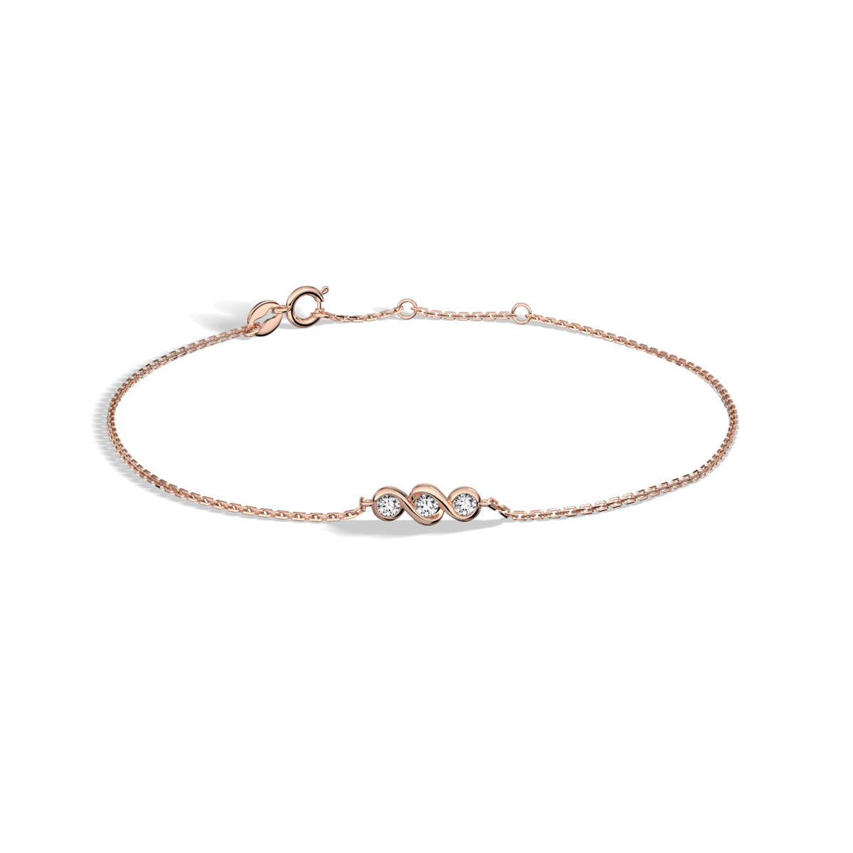 14K Solid Gold Lab Created Diamond Bezel Set Trio Bracelet - Bracelets