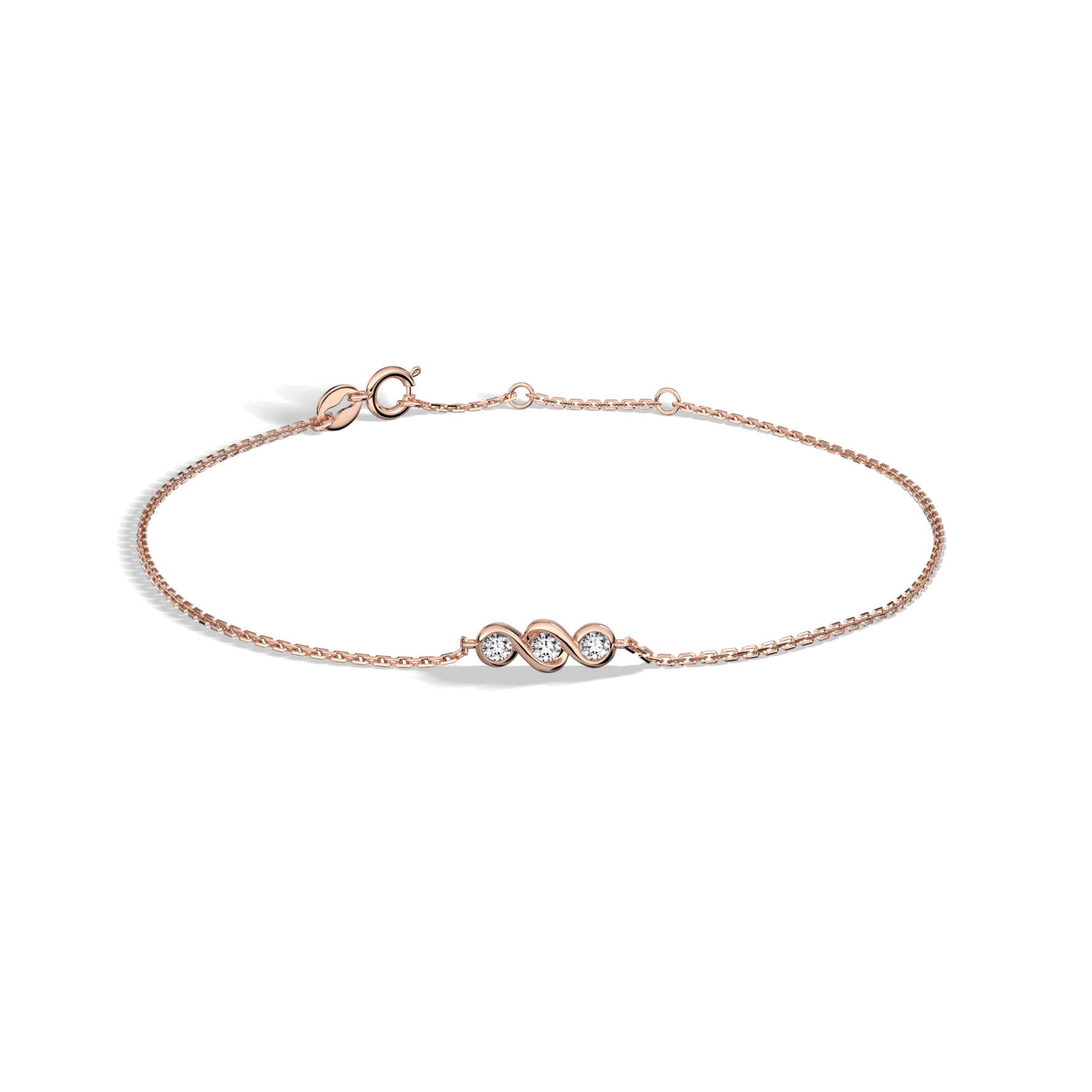14K Solid Gold Lab Created Diamond Bezel Set Trio Bracelet - Bracelets