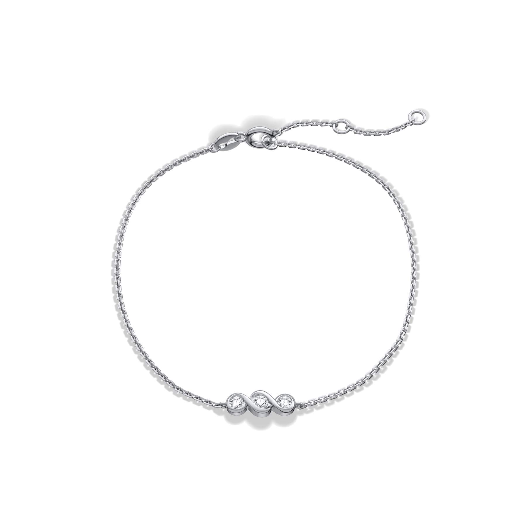 14K Solid Gold Lab Created Diamond Bezel Set Trio Bracelet - Bracelets