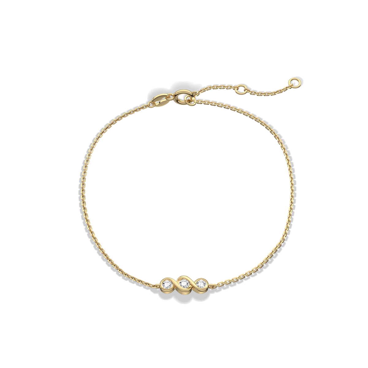 14K Solid Gold Lab Created Diamond Bezel Set Trio Bracelet - Bracelets