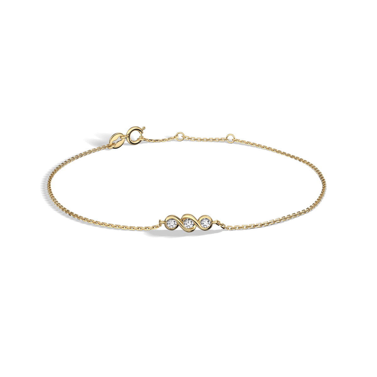 14K Solid Gold Lab Created Diamond Bezel Set Trio Bracelet - Bracelets