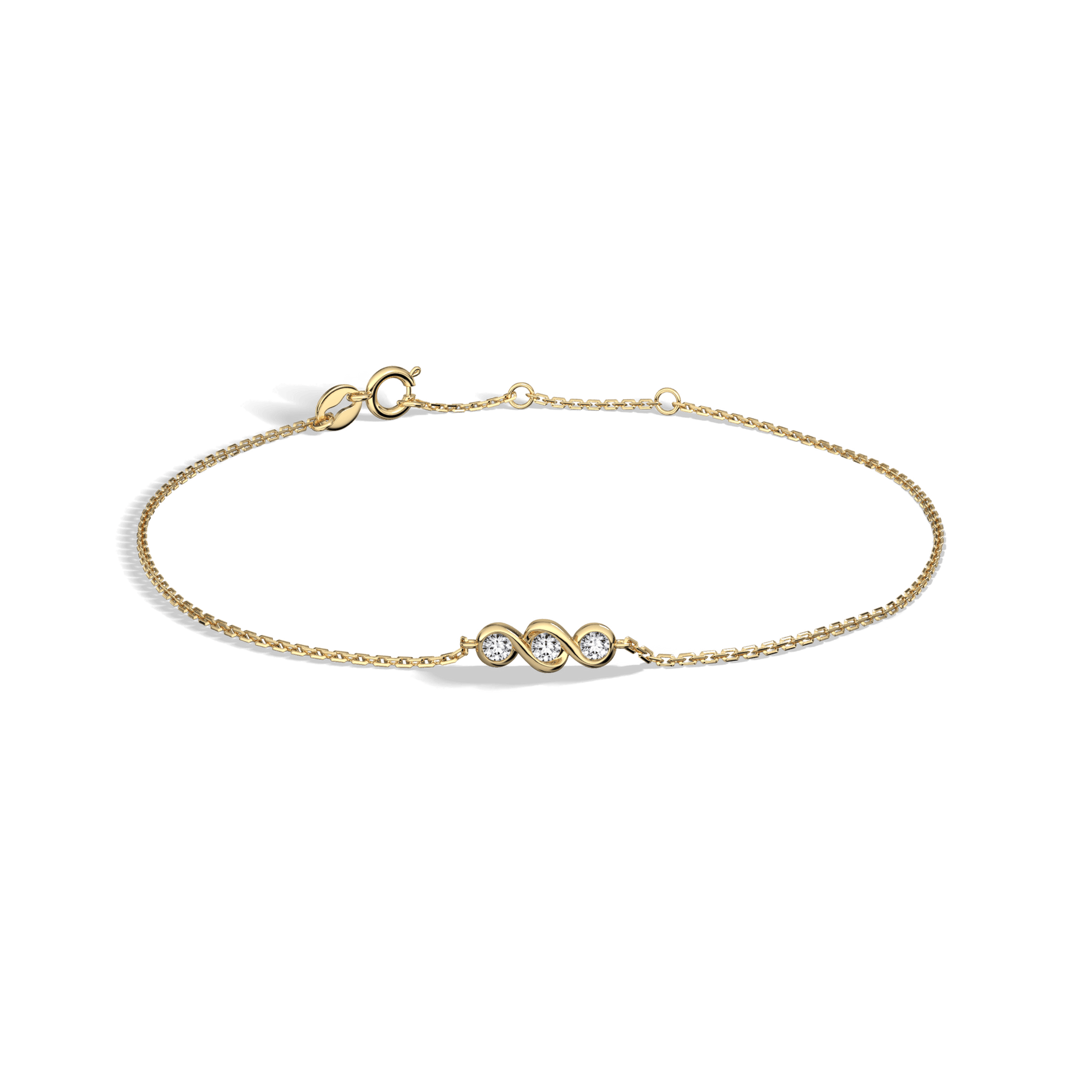 14K Solid Gold Lab Created Diamond Bezel Set Trio Bracelet - Bracelets