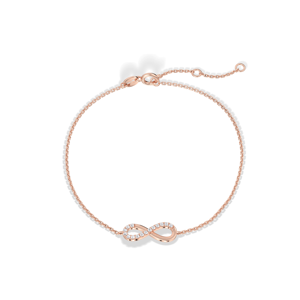14K Solid Gold Lab Grown Diamond Infinity Chain Bracelets - Bracelets