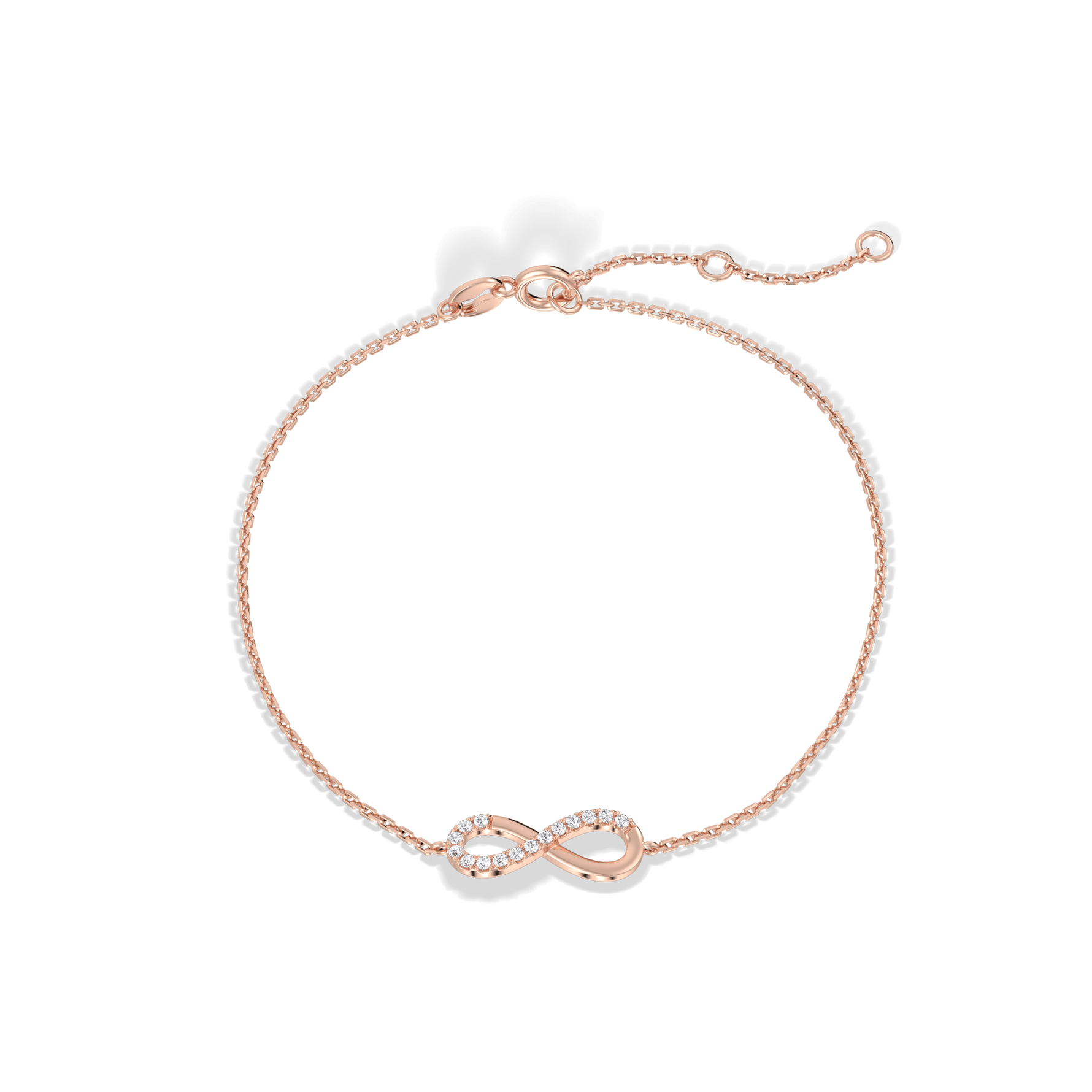 14K Solid Gold Lab Grown Diamond Infinity Chain Bracelets - Bracelets