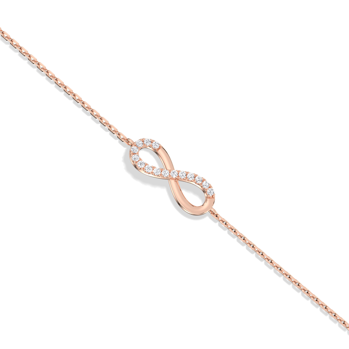 14K Solid Gold Lab Grown Diamond Infinity Chain Bracelets - Bracelets