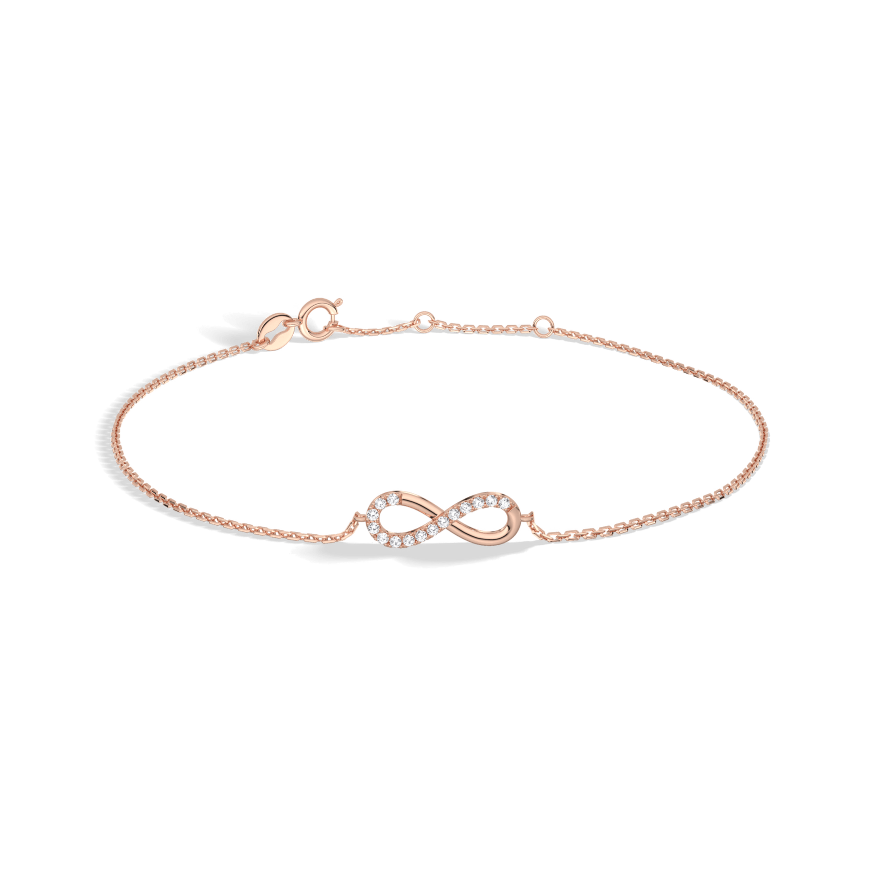 14K Solid Gold Lab Grown Diamond Infinity Chain Bracelets - Bracelets