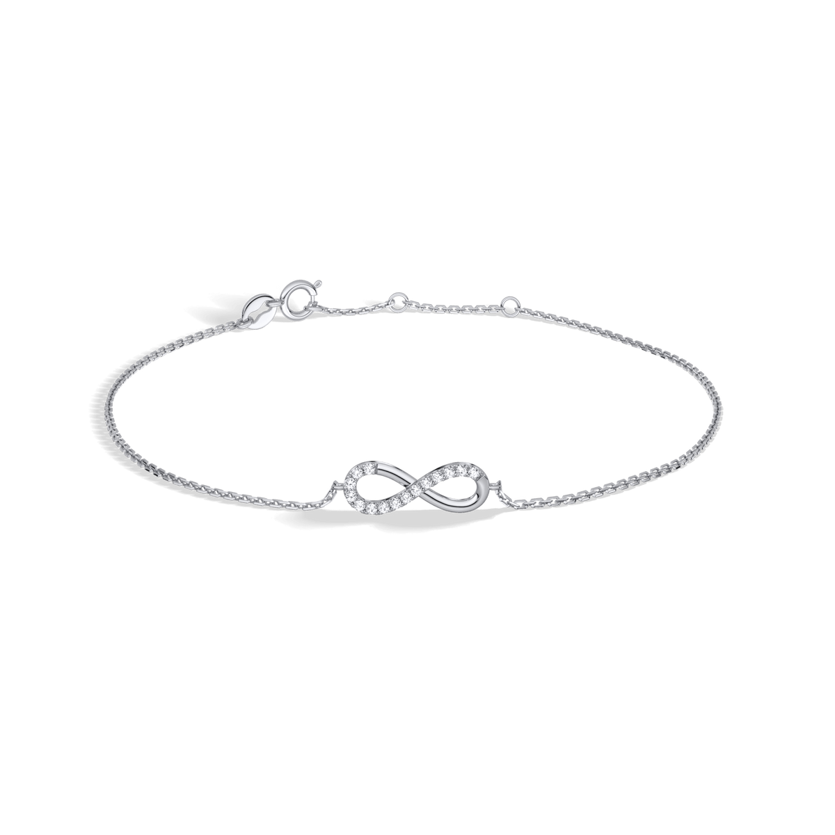 14K Solid Gold Lab Grown Diamond Infinity Chain Bracelets - Bracelets