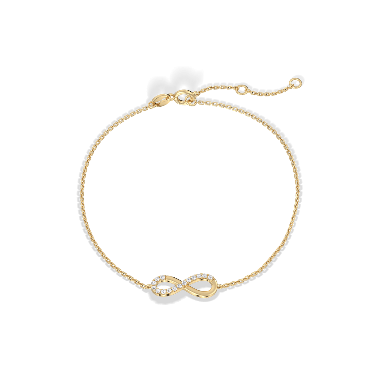 14K Solid Gold Lab Grown Diamond Infinity Chain Bracelets - Bracelets