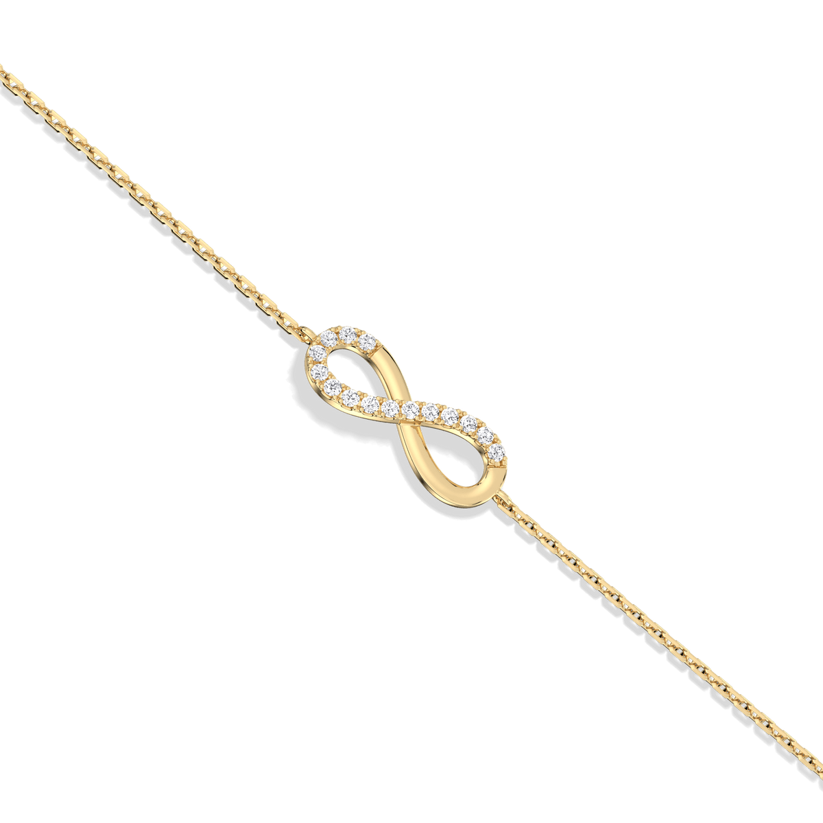 14K Solid Gold Lab Grown Diamond Infinity Chain Bracelets - Bracelets
