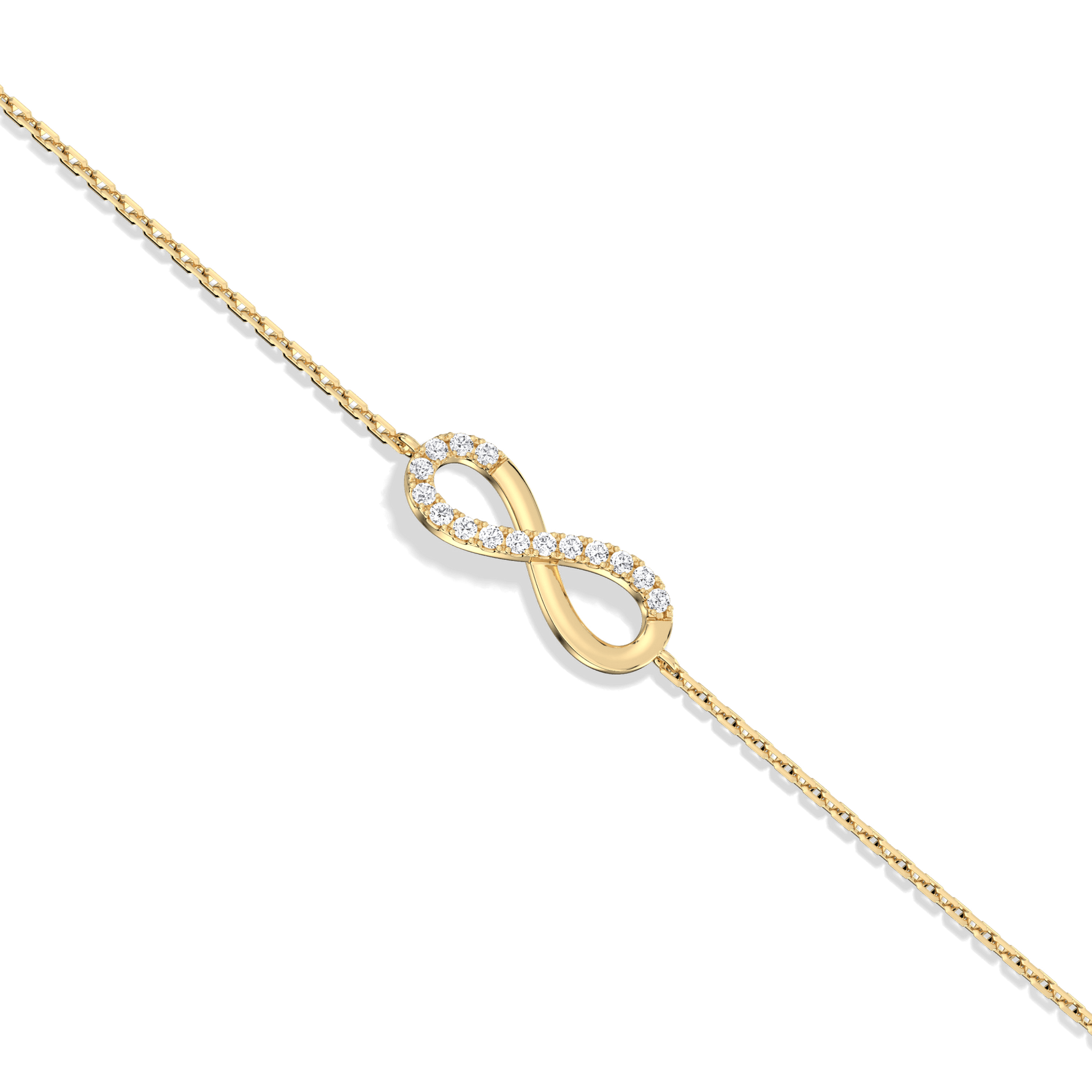 14K Solid Gold Lab Grown Diamond Infinity Chain Bracelets - Bracelets