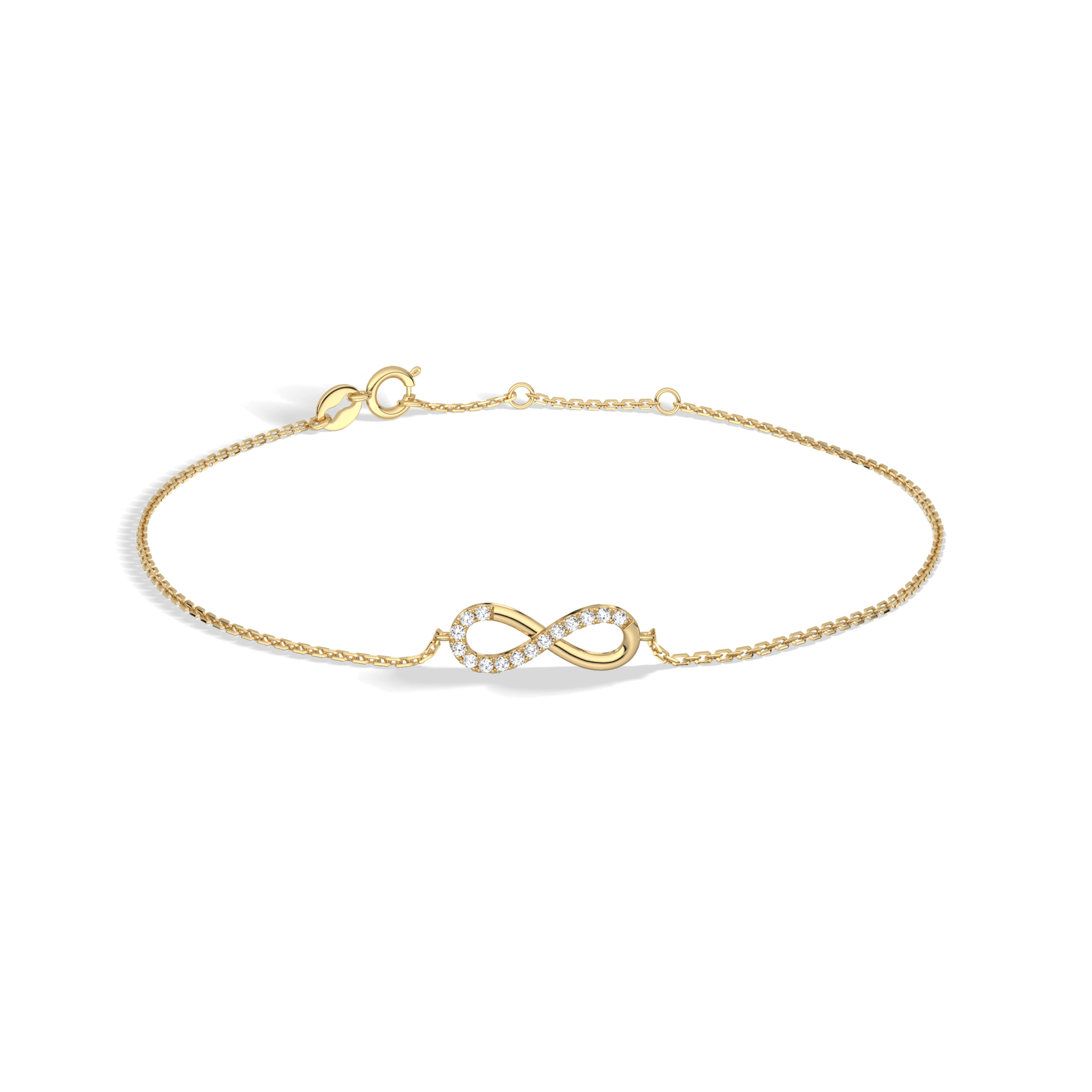 14K Solid Gold Lab Grown Diamond Infinity Chain Bracelets - Bracelets