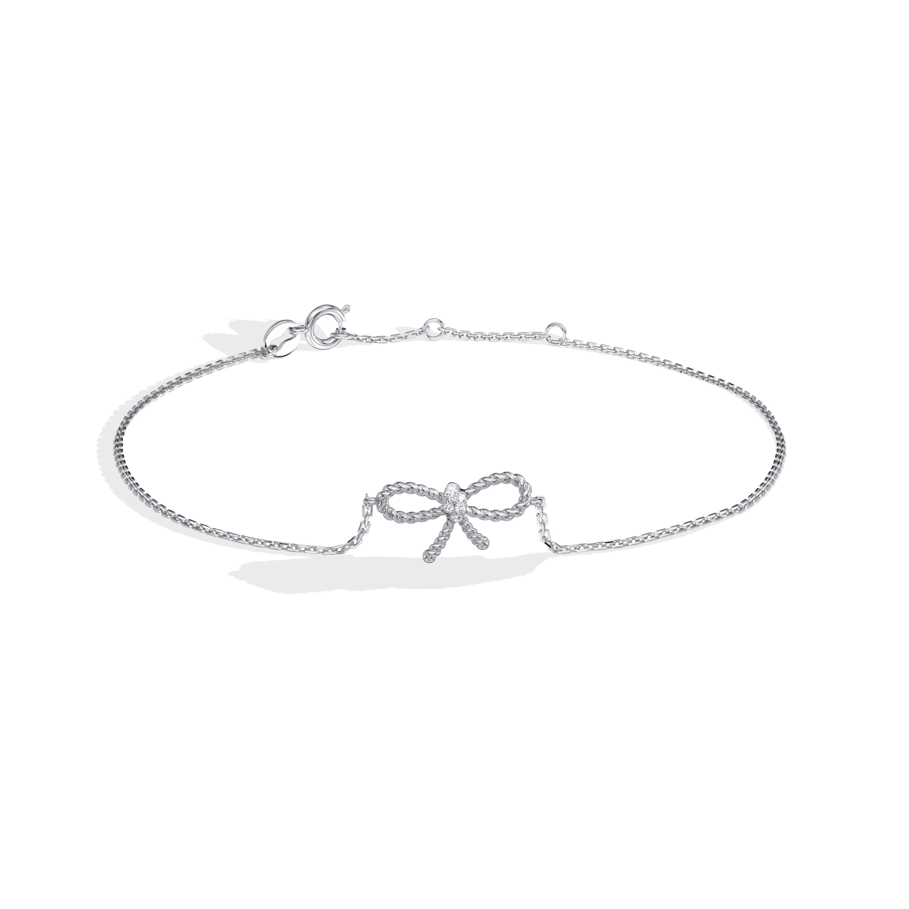 Lab Grown Diamond Bow Bracelet In 14K Solid Gold/Platinum - Bracelets