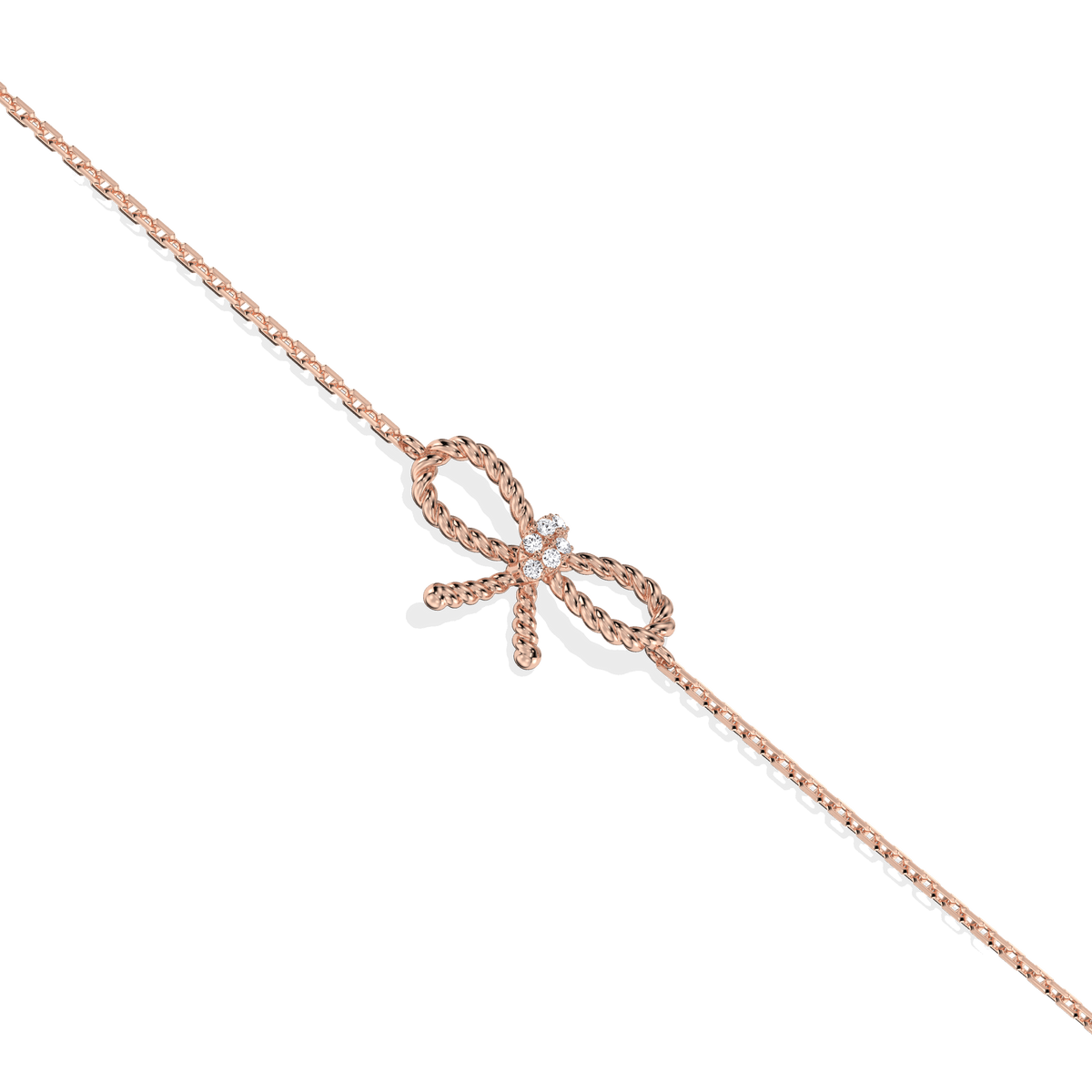Lab Grown Diamond Bow Bracelet In 14K Solid Gold/Platinum - Bracelets