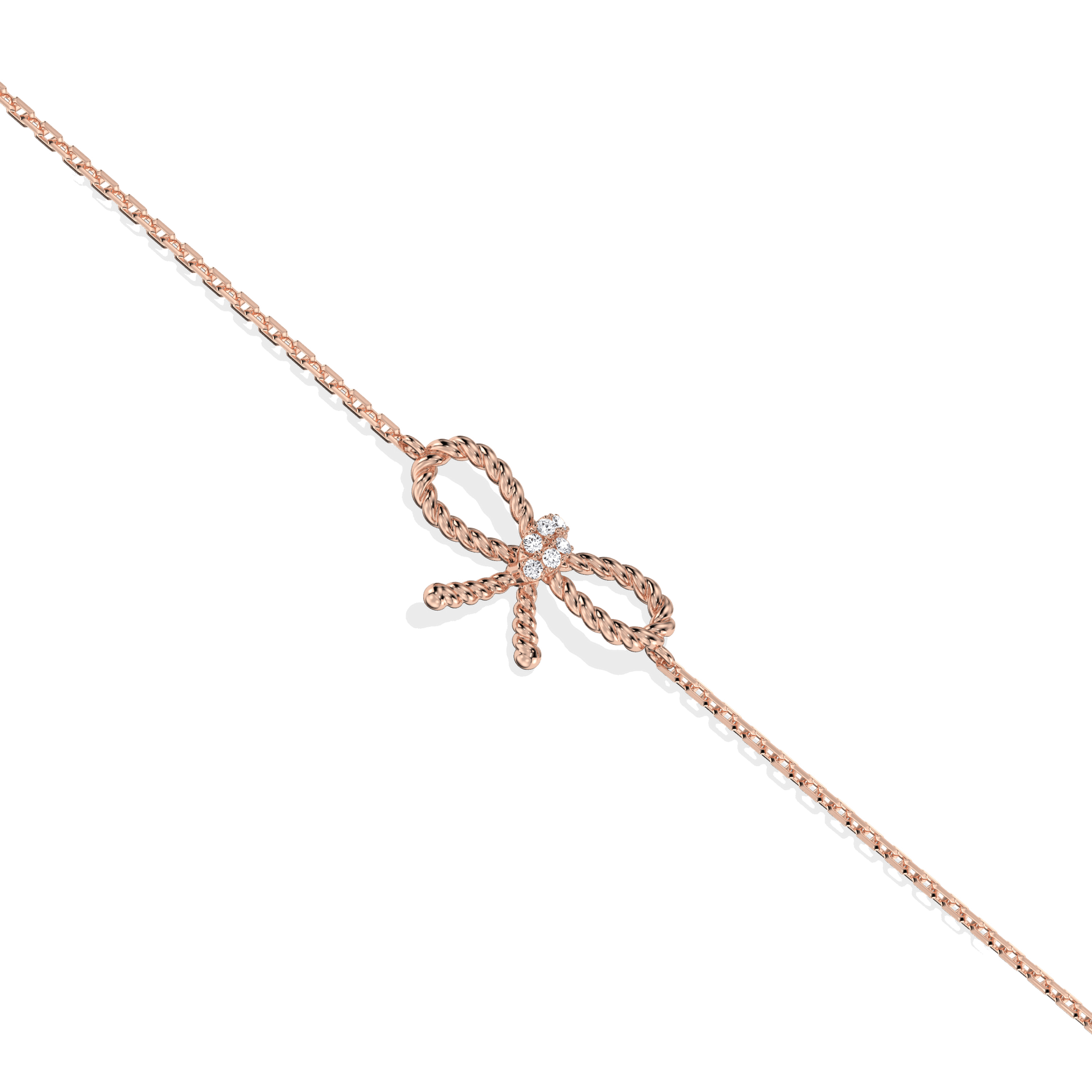 Lab Grown Diamond Bow Bracelet In 14K Solid Gold/Platinum - Bracelets