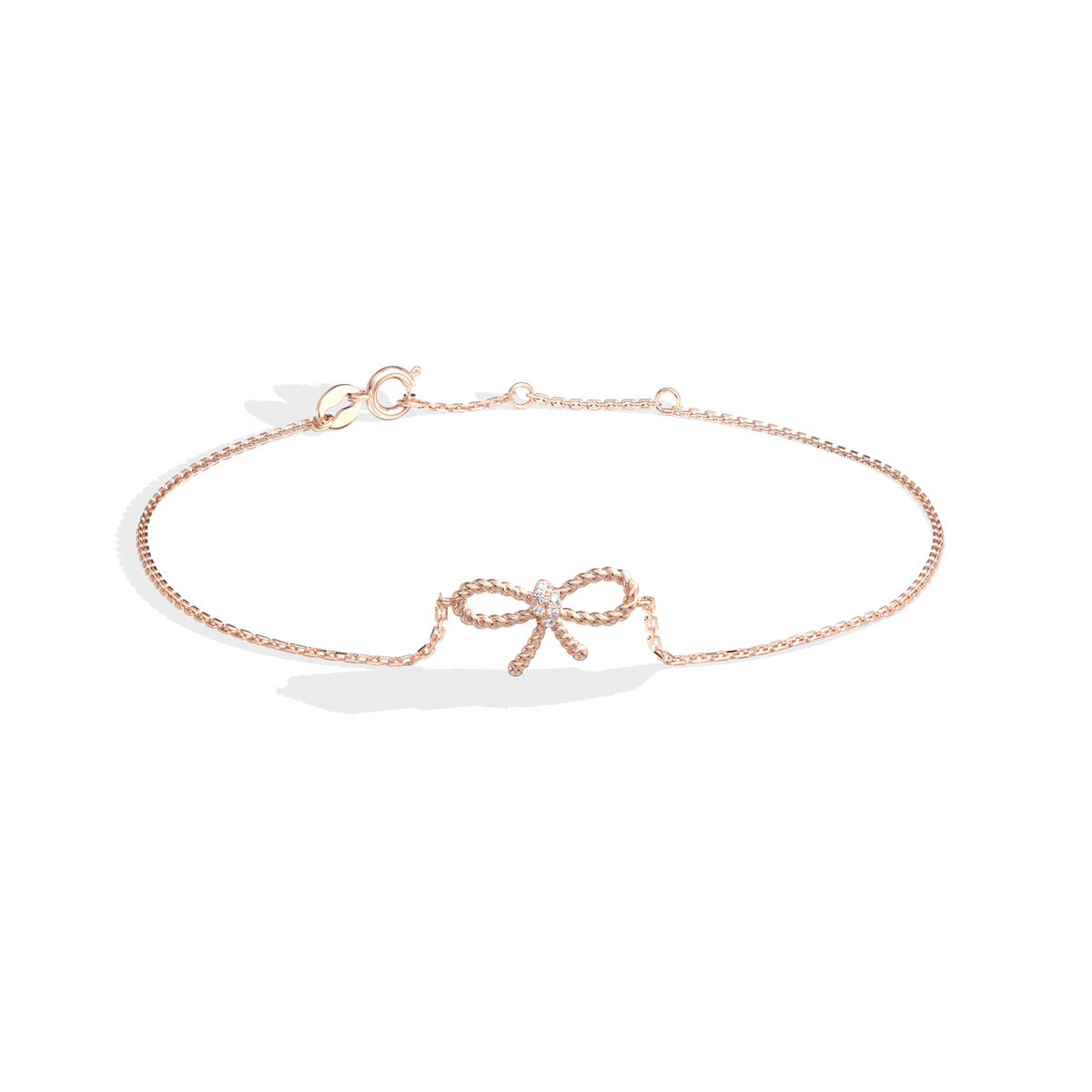 Lab Grown Diamond Bow Bracelet In 14K Solid Gold/Platinum - Bracelets