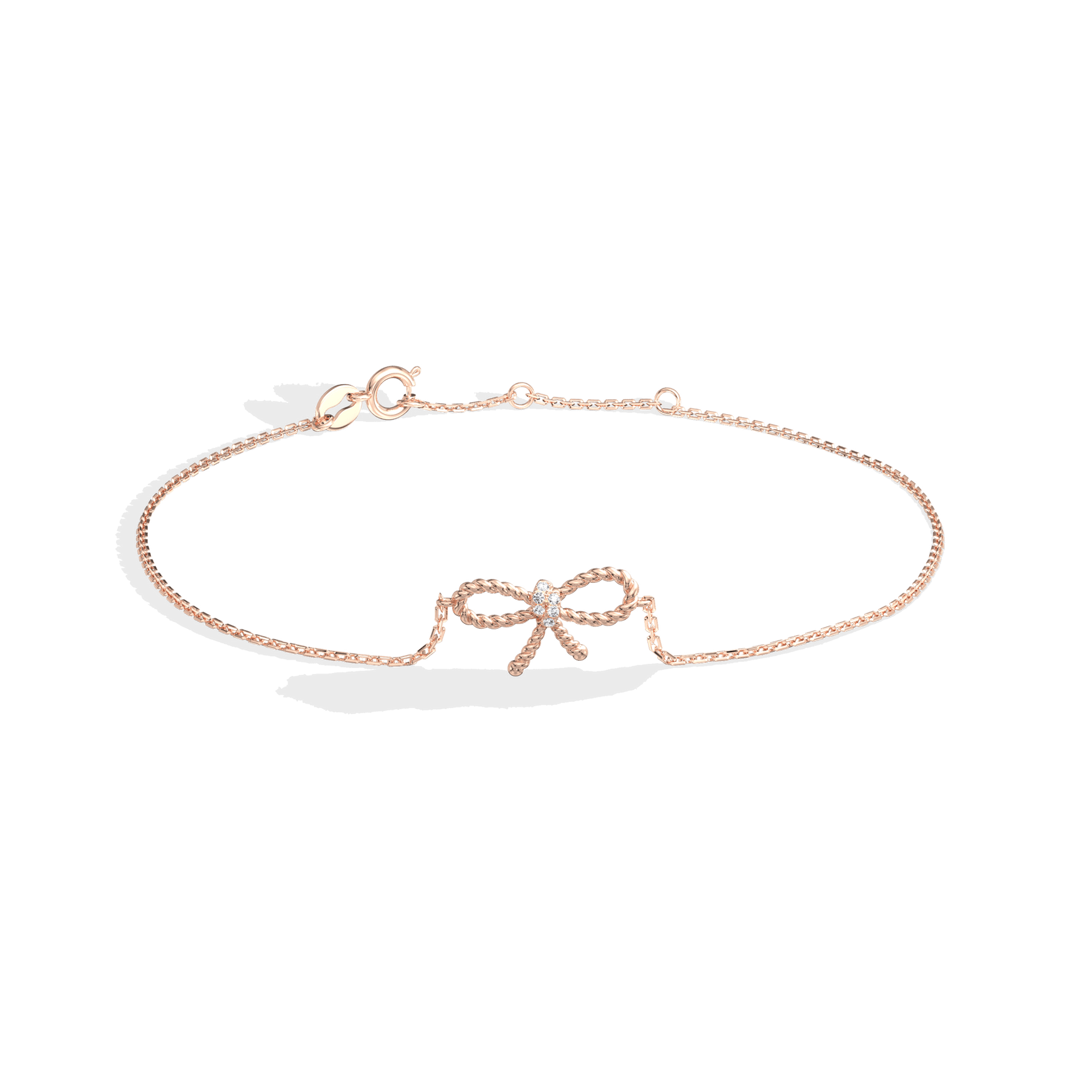 Lab Grown Diamond Bow Bracelet In 14K Solid Gold/Platinum - Bracelets