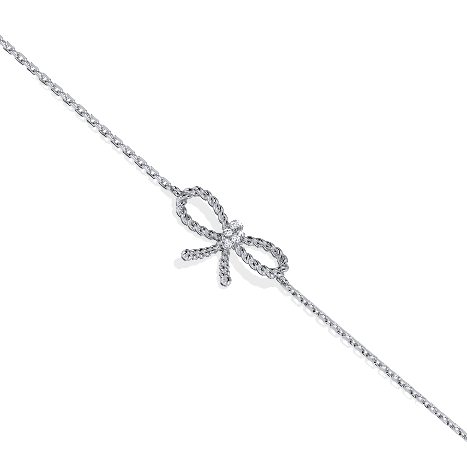 Lab Grown Diamond Bow Bracelet In 14K Solid Gold/Platinum - Bracelets