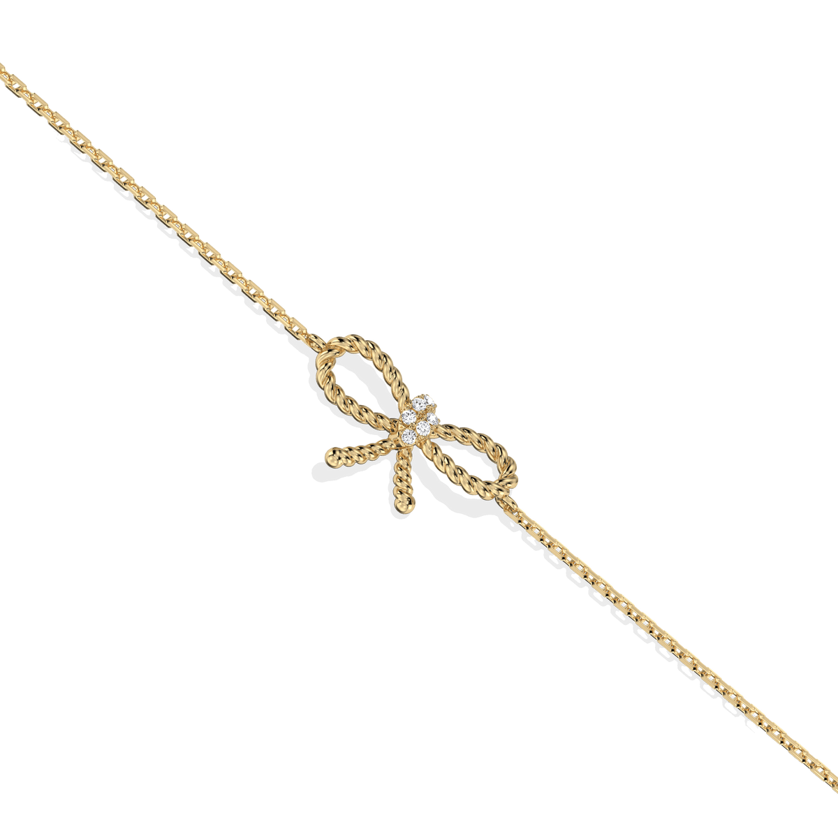 Lab Grown Diamond Bow Bracelet In 14K Solid Gold/Platinum - Bracelets