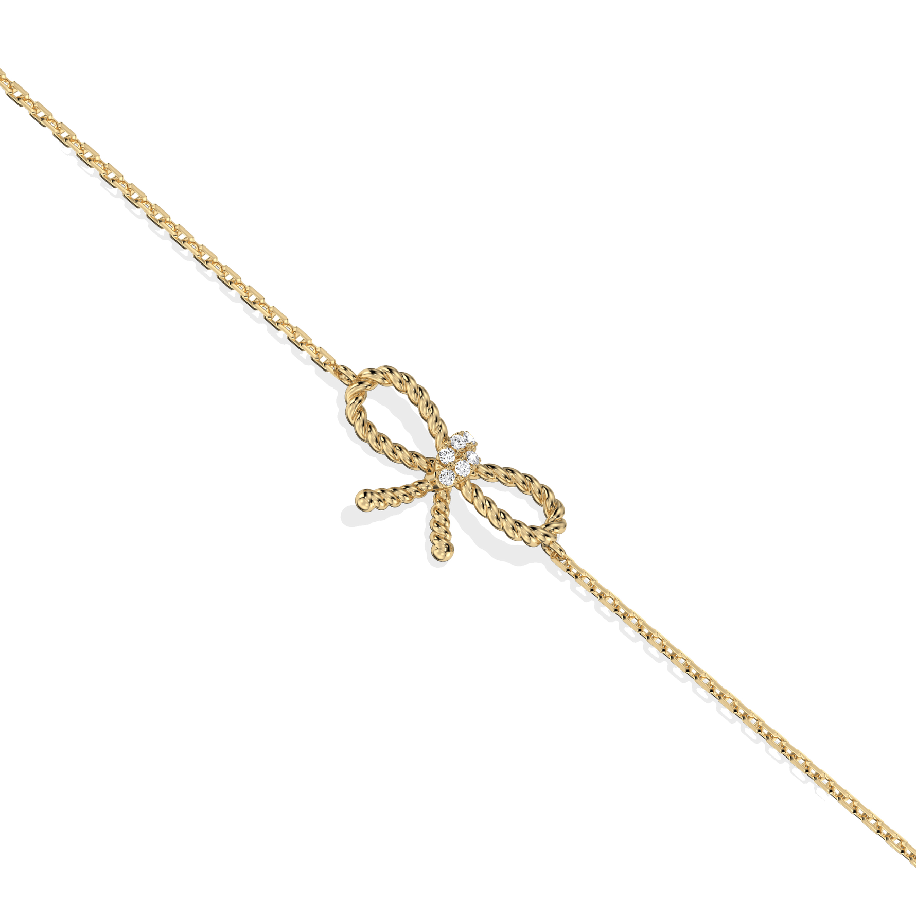 Lab Grown Diamond Bow Bracelet In 14K Solid Gold/Platinum - Bracelets