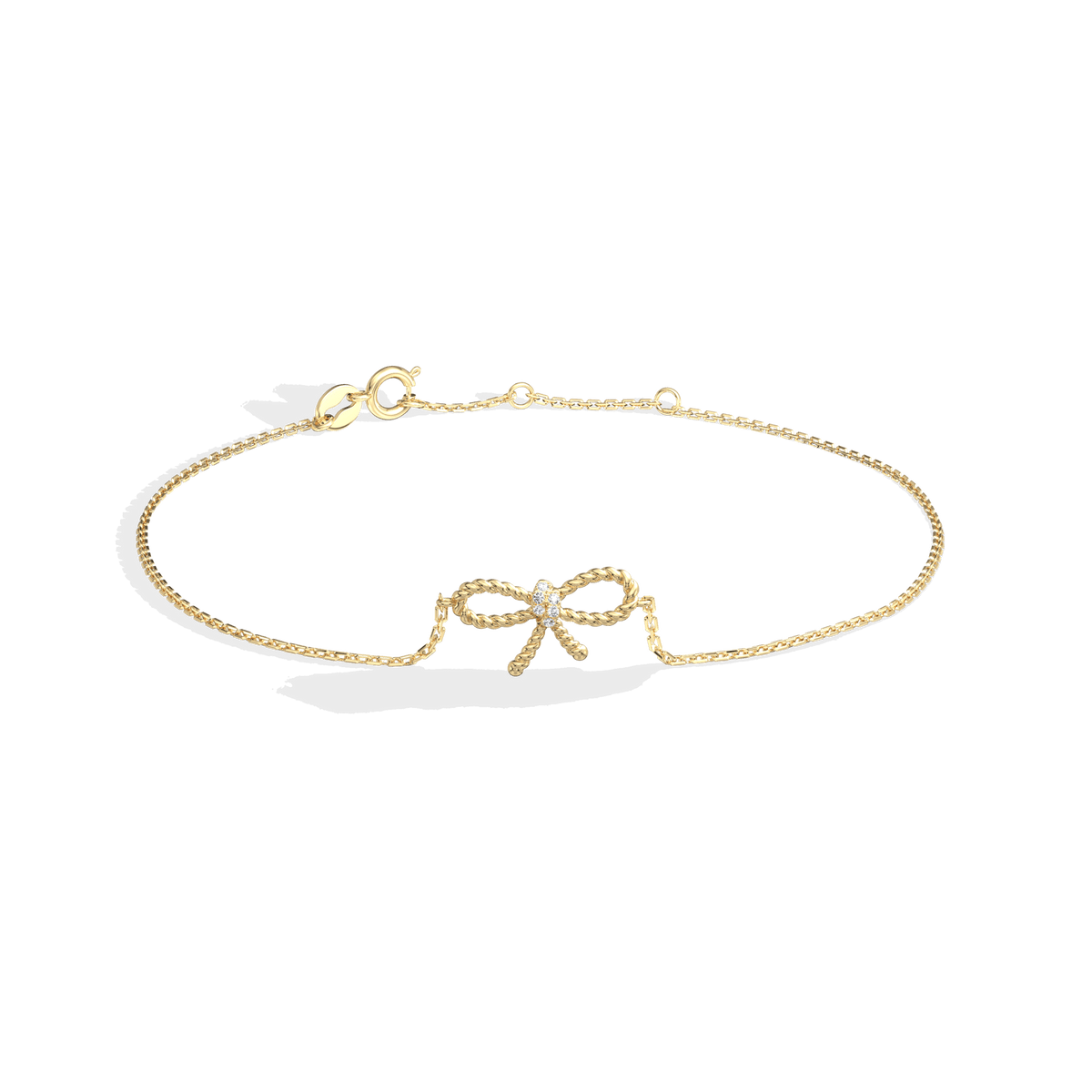 Lab Grown Diamond Bow Bracelet In 14K Solid Gold/Platinum - Bracelets
