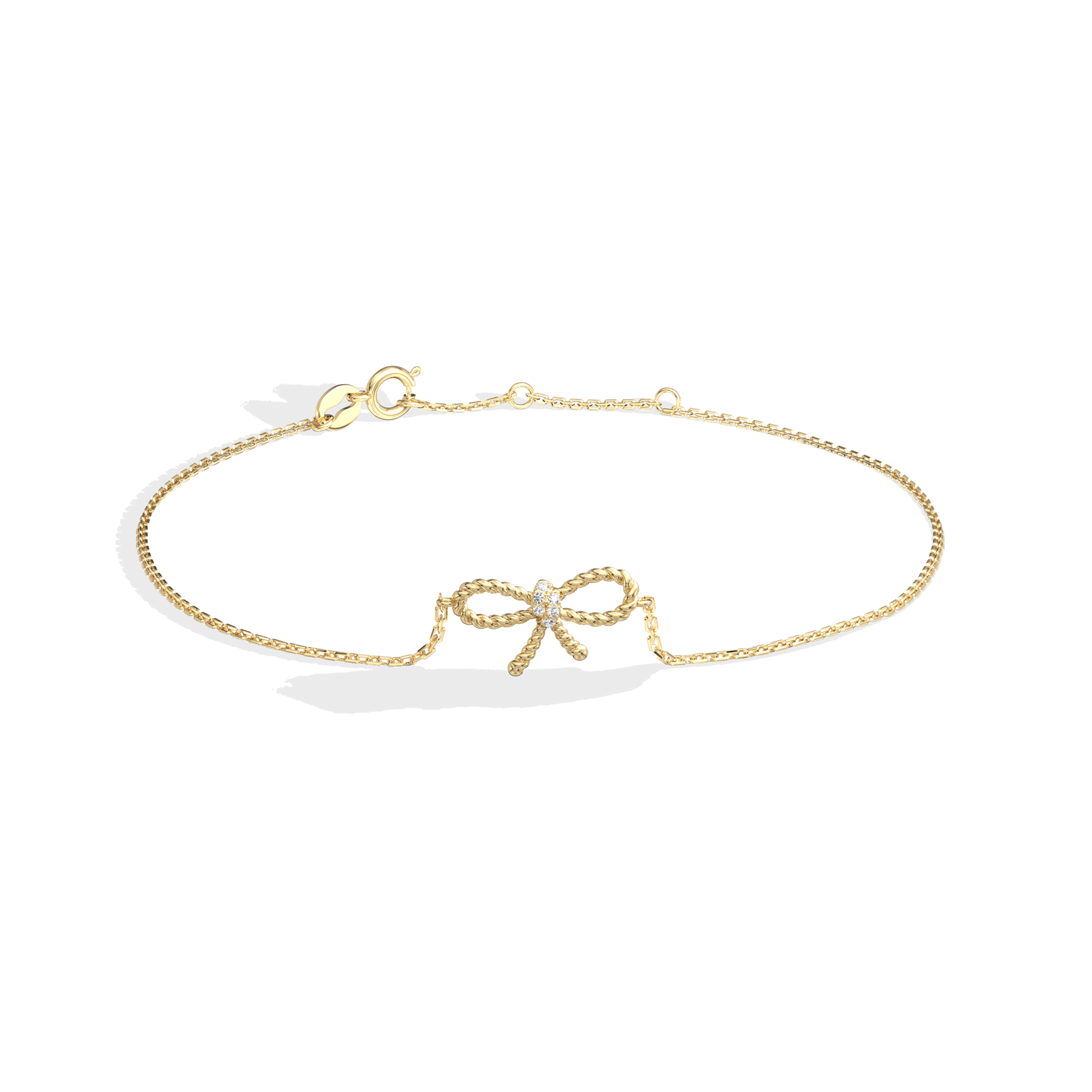 Lab Grown Diamond Bow Bracelet In 14K Solid Gold/Platinum - Bracelets