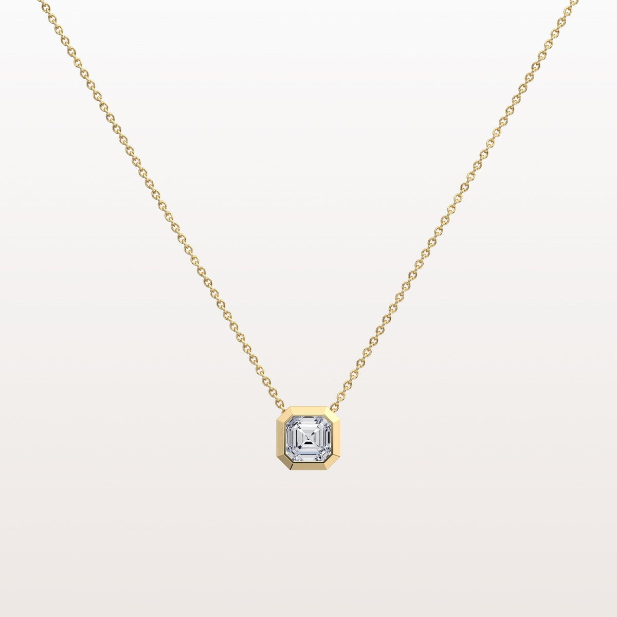 1CT Asscher Cut Lab Diamond Octagon Shape Pendant Necklace - Necklaces