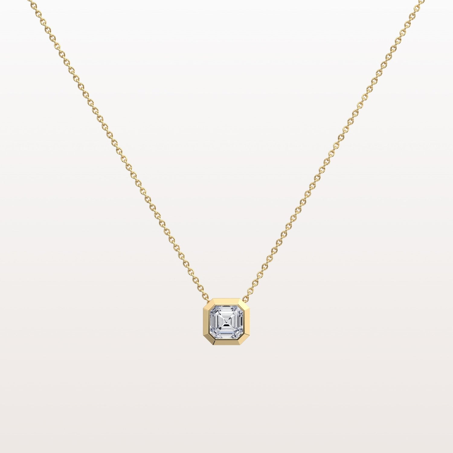 1CT Asscher Cut Lab Diamond Octagon Shape Pendant Necklace - Necklaces
