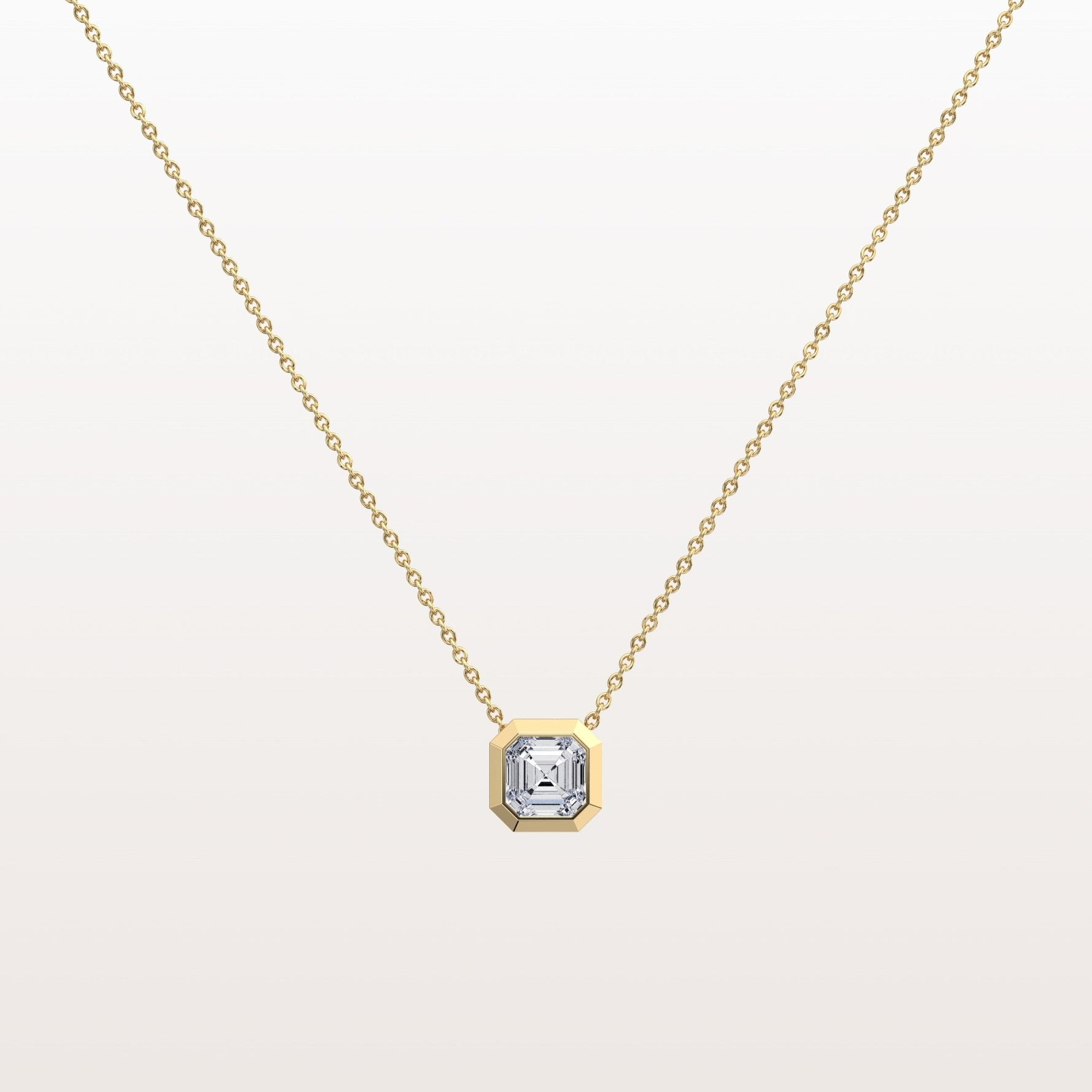 1CT Asscher Cut Lab Diamond Octagon Shape Pendant Necklace - Necklaces