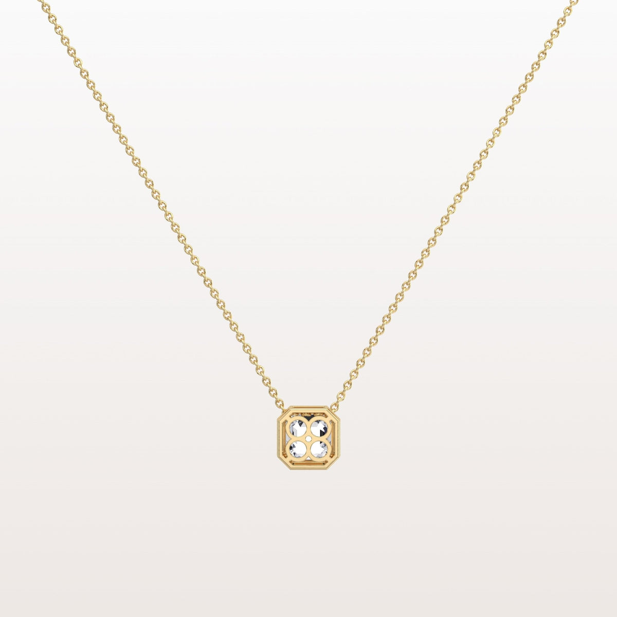1CT Asscher Cut Lab Diamond Octagon Shape Pendant Necklace - Necklaces