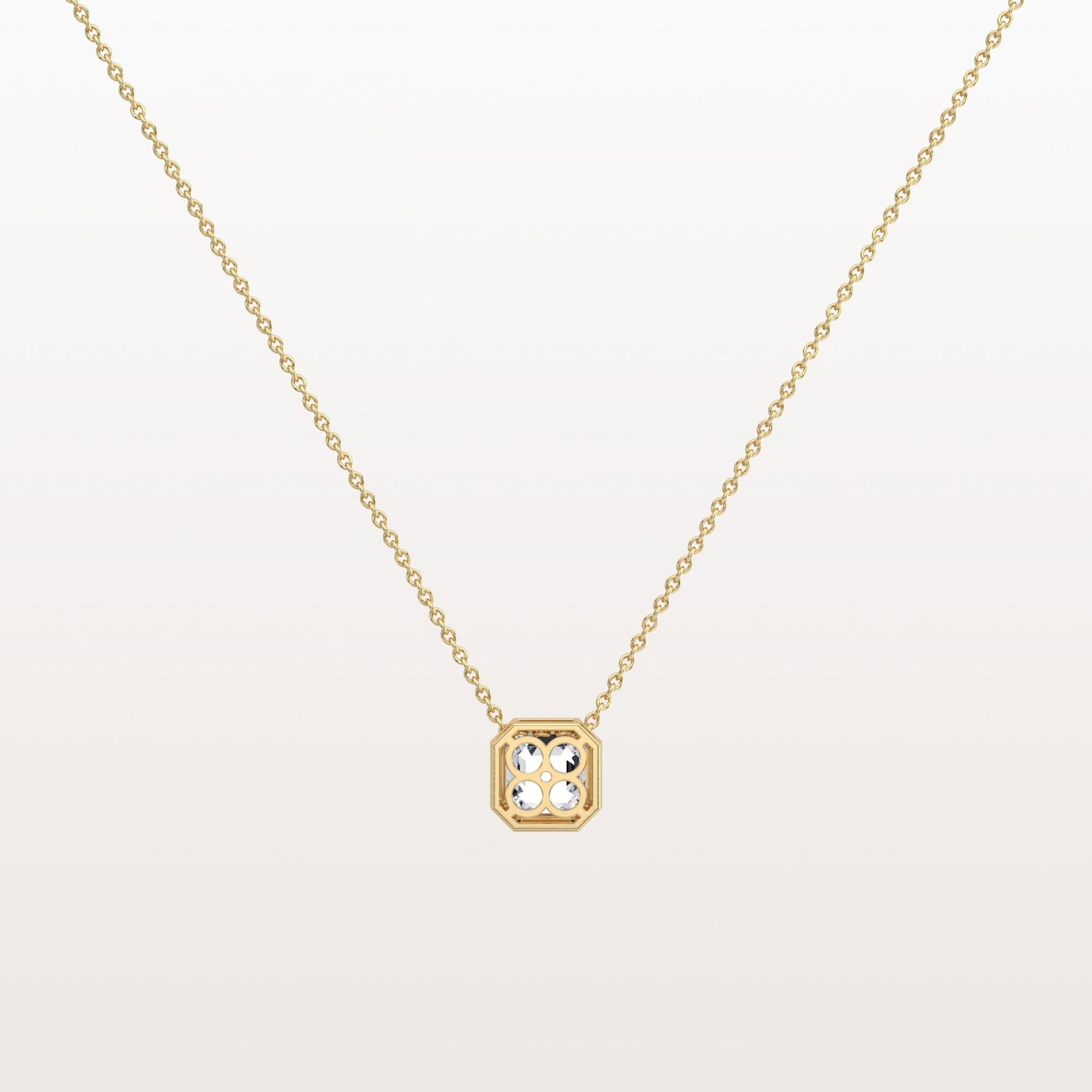 1CT Asscher Cut Lab Diamond Octagon Shape Pendant Necklace - Necklaces
