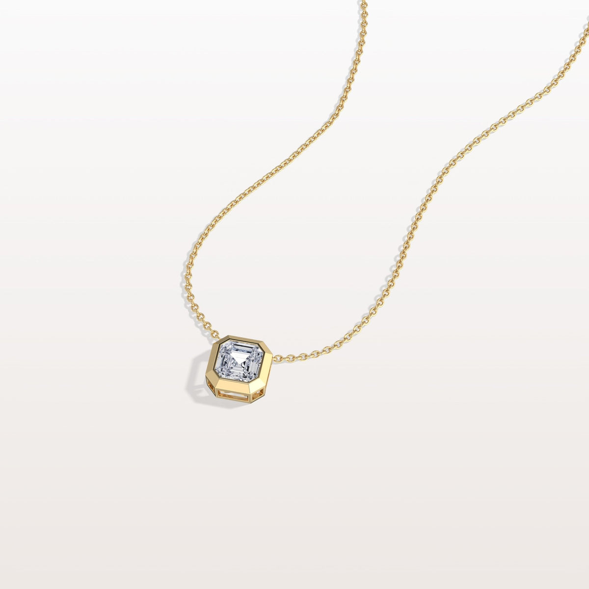 1CT Asscher Cut Lab Diamond Octagon Shape Pendant Necklace - Necklaces