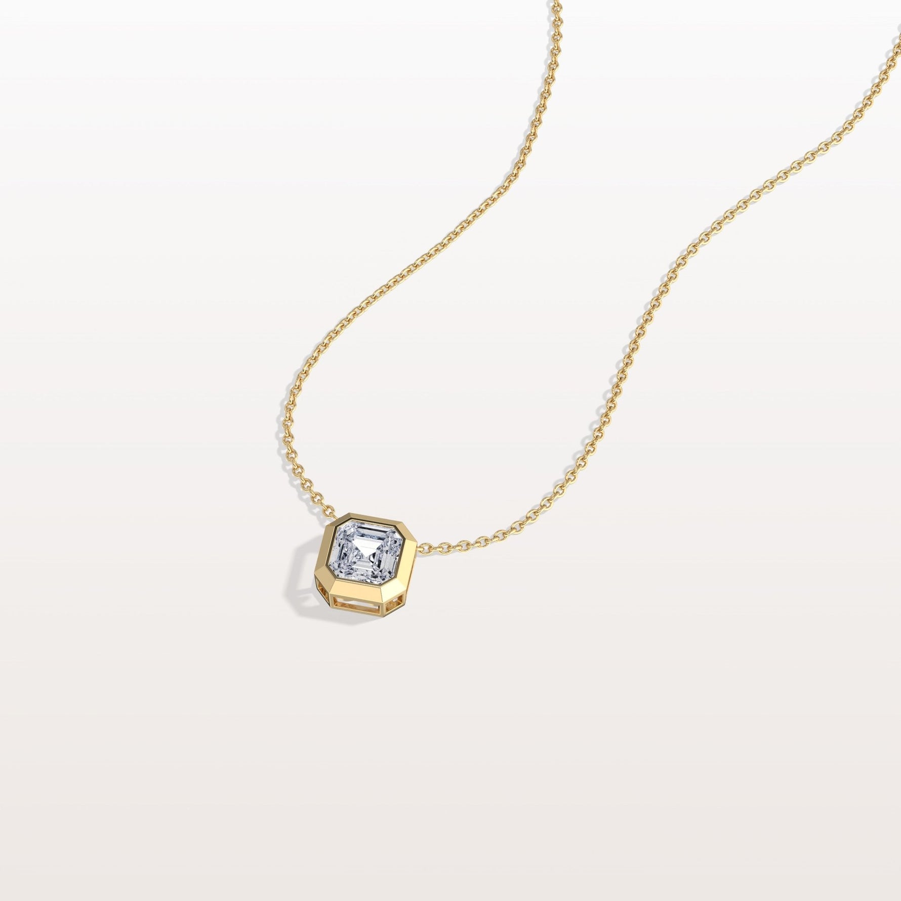 1CT Asscher Cut Lab Diamond Octagon Shape Pendant Necklace - Necklaces