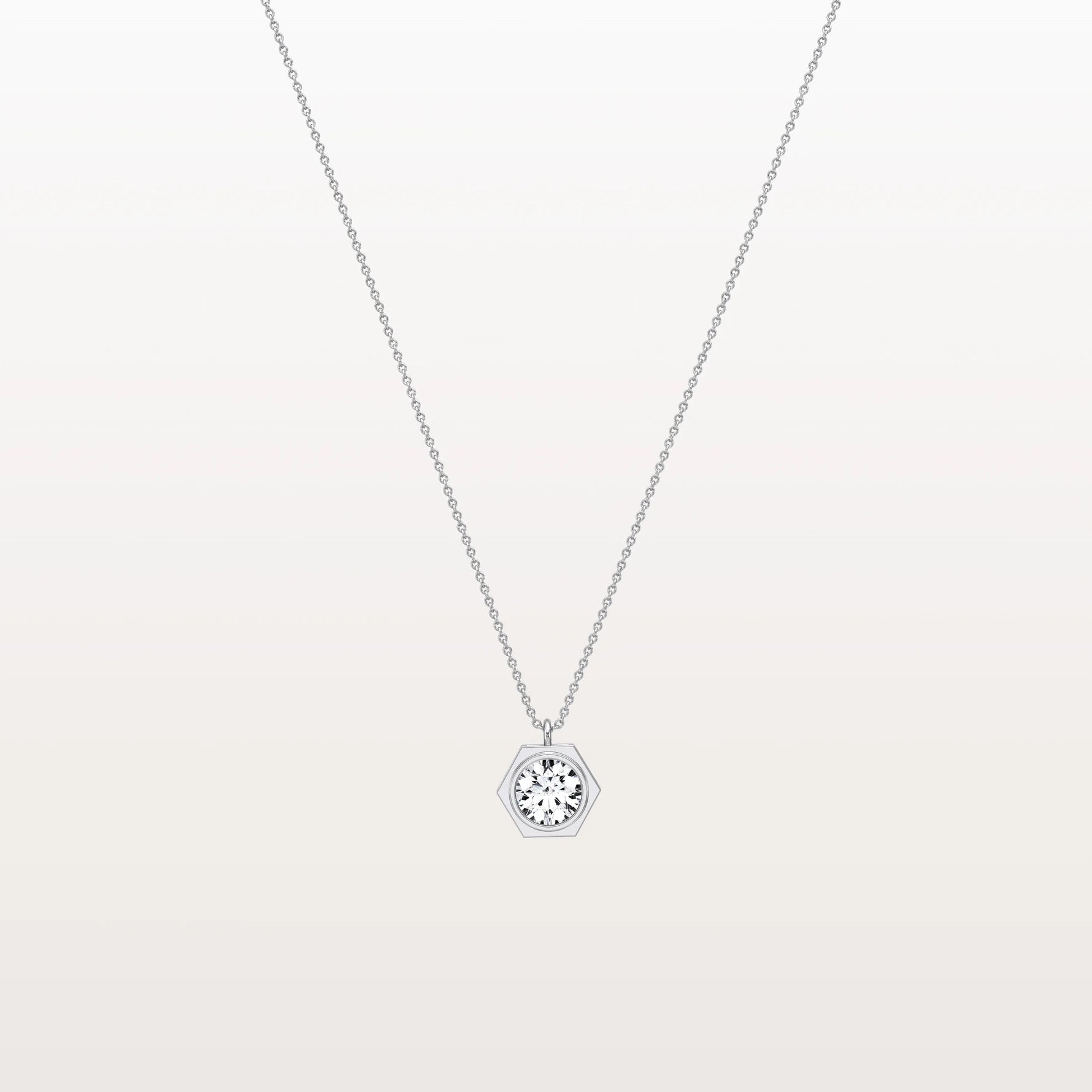 Hexagon Lab Grown Diamond Necklace in 14K Solid Gold/Platinum - Necklaces
