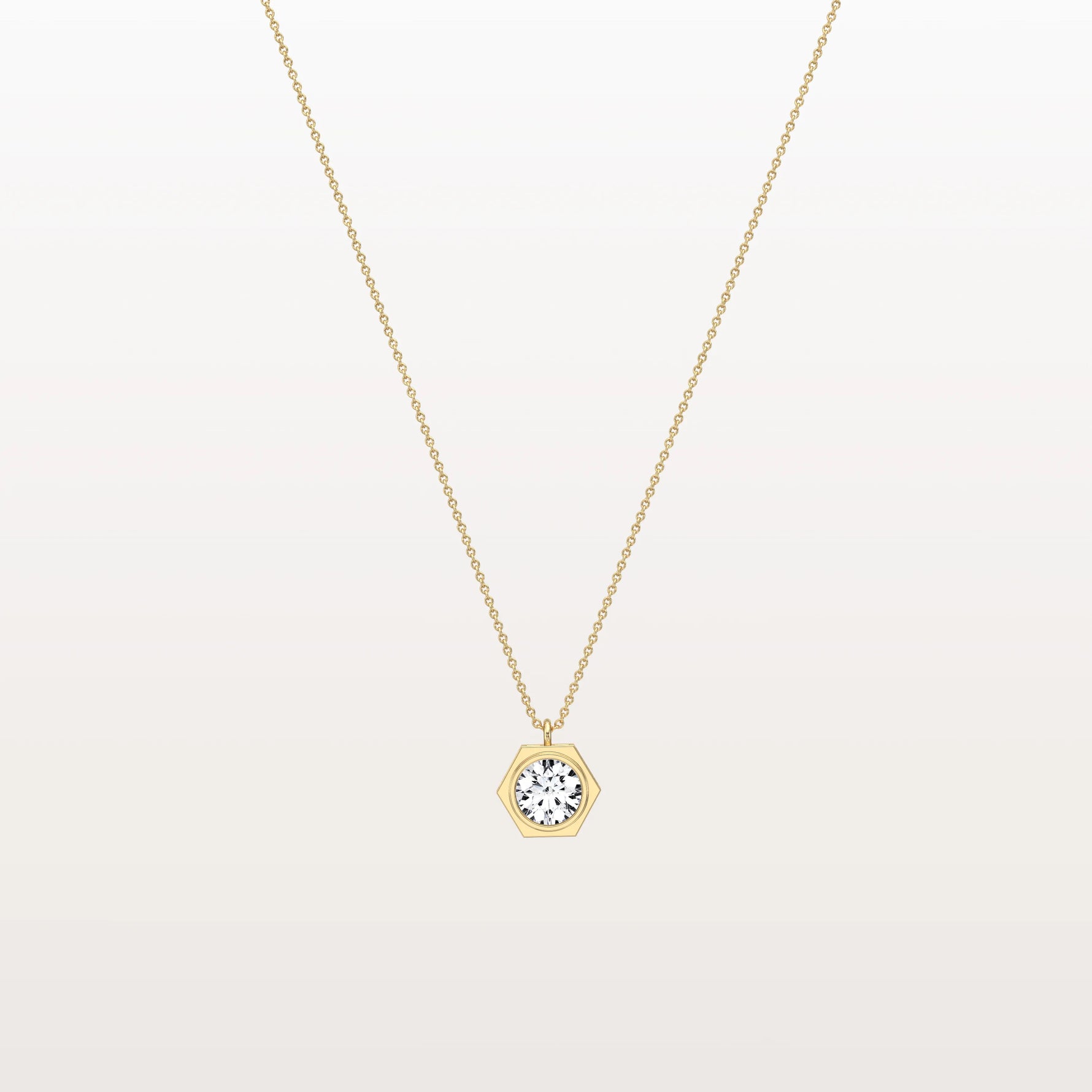 Hexagon Lab Grown Diamond Necklace in 14K Solid Gold/Platinum - Necklaces